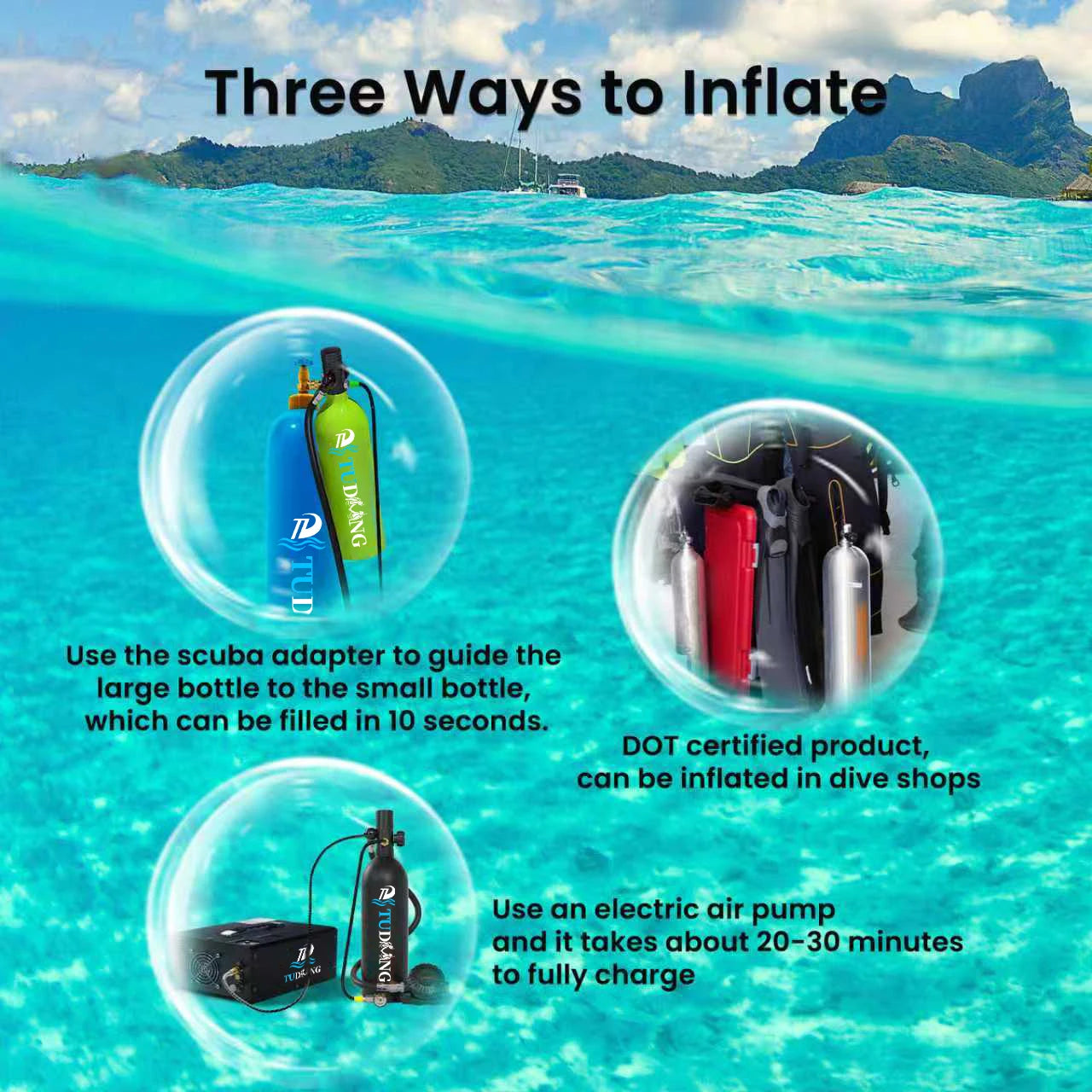 TUDIVING-2L Portable Scuba Tank Support