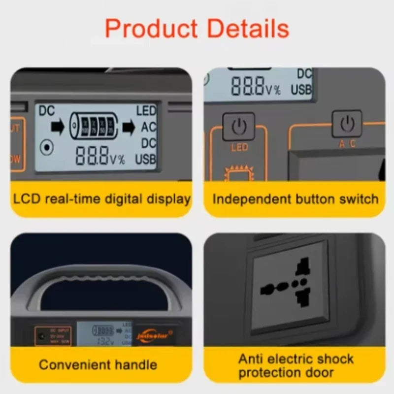220V 76.8WH Portable Power Station 100W Solar Generator Emergency Power Bank First Aid Home Camping Computer Solar Charging