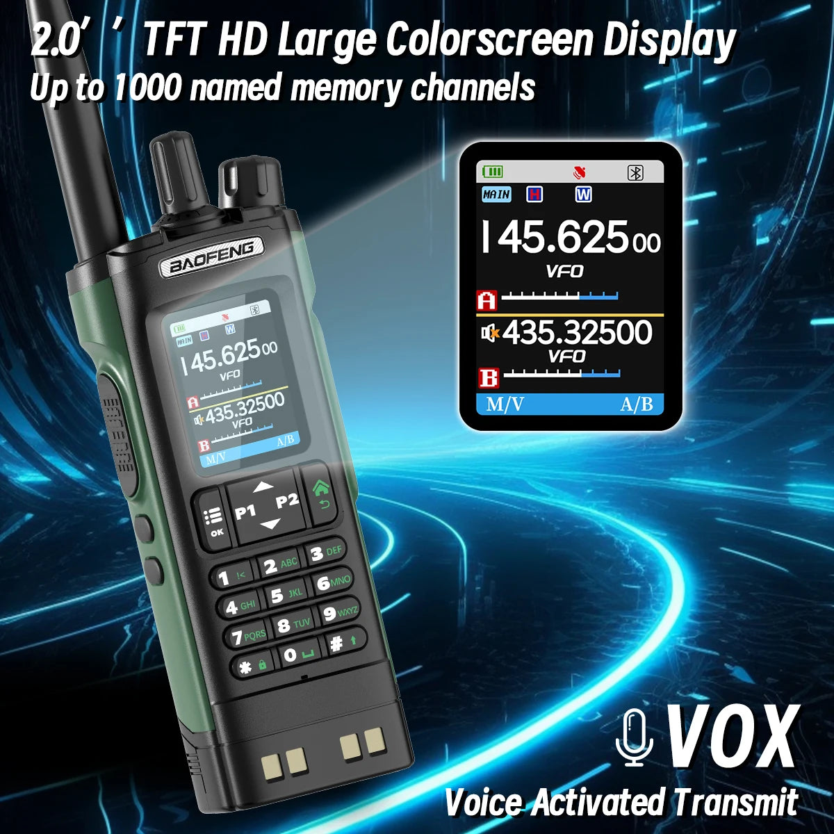 BAOFENG UV-32 10W Walkie Talkie Multi Band GPS Bluetooth Phone APP Programming Type-C NOAA for UV-5R Amateur Ham Two Way Radio