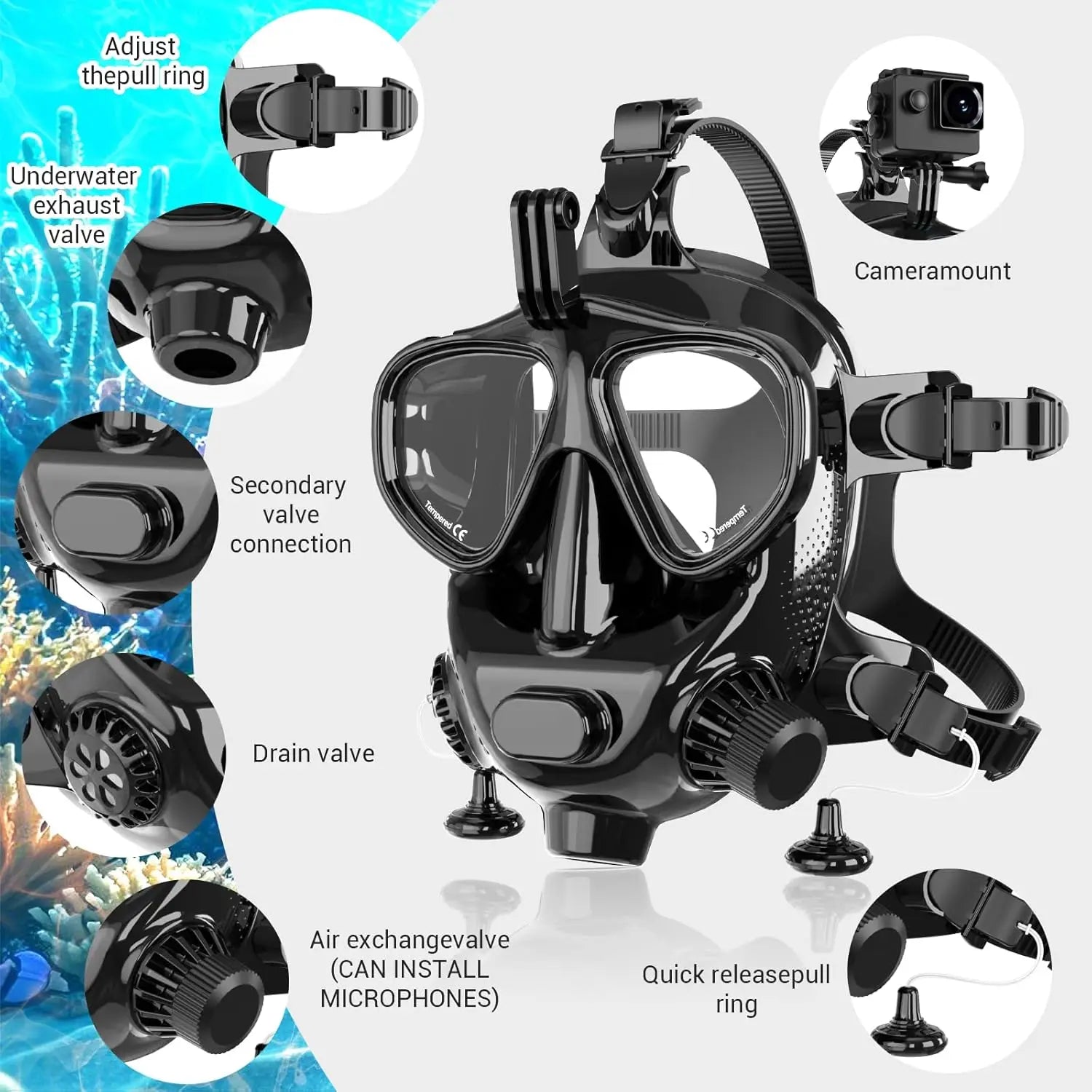 Full Face Dive Mask Support Diving & Snorkeling,