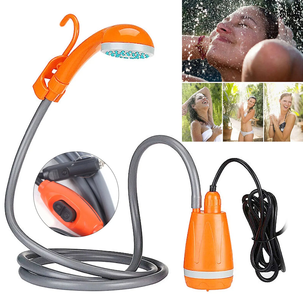 Portable Camping Shower with Long Power Cable 12V Water Shower 169.07oz/min Pump Effluent Rate Outdoor Showers Camping Trips