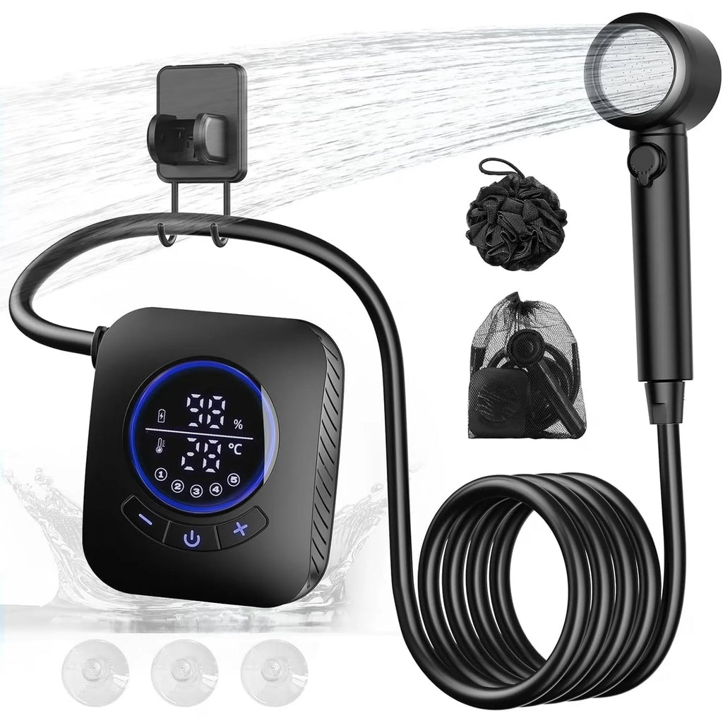 Portable Camping Shower 8000mAh Rechargeable Pump