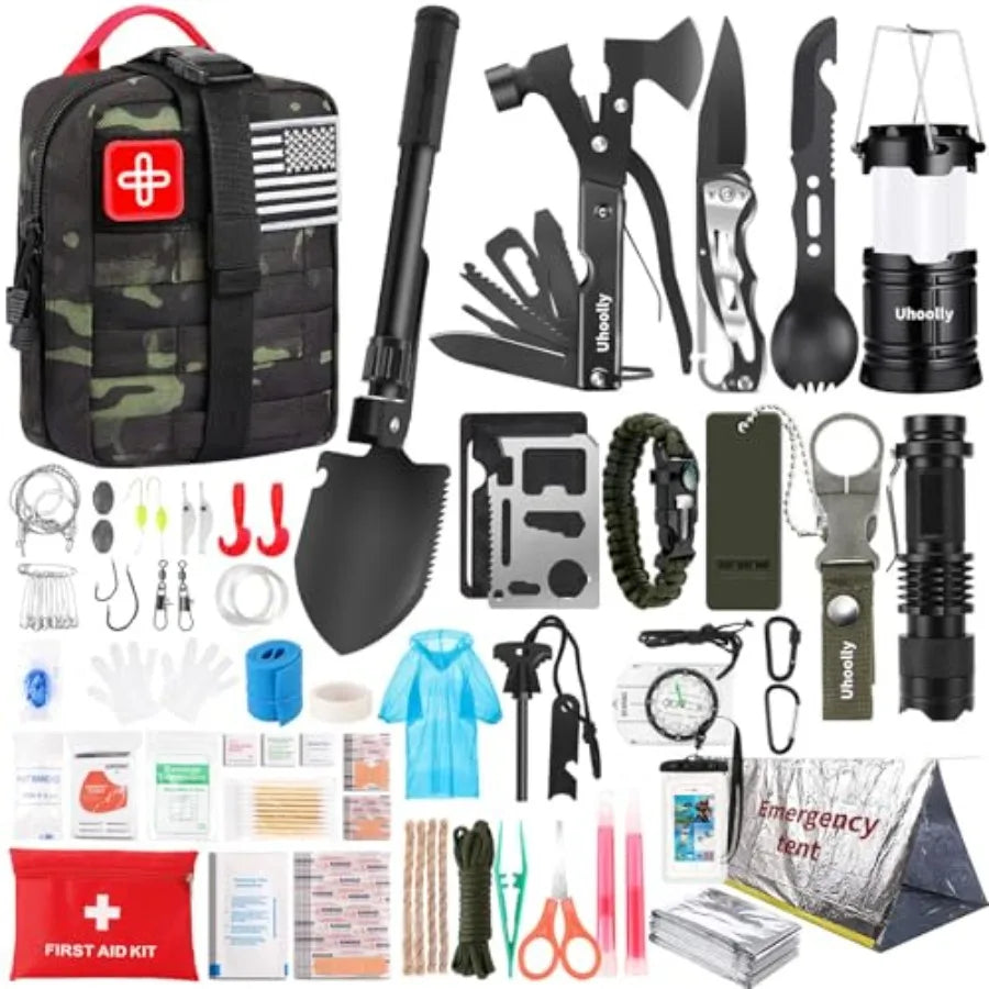 Survival Kit Gifts for Men Women Teen Boys 252 pcs Survival Gear and Equipment Mini First Aid Kit for Car Home Emergency Kit wi