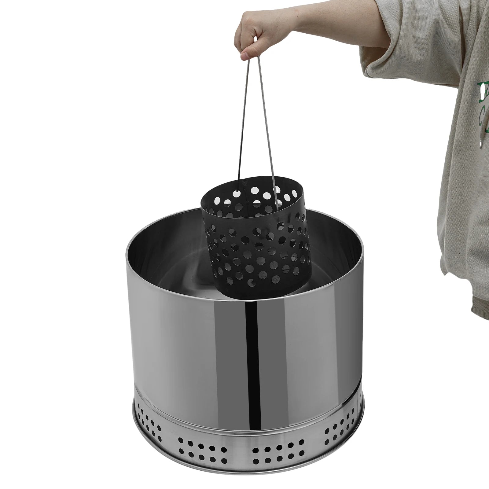 Portable Charcoal Grill, Stainless Barbecue Grill Barrel,