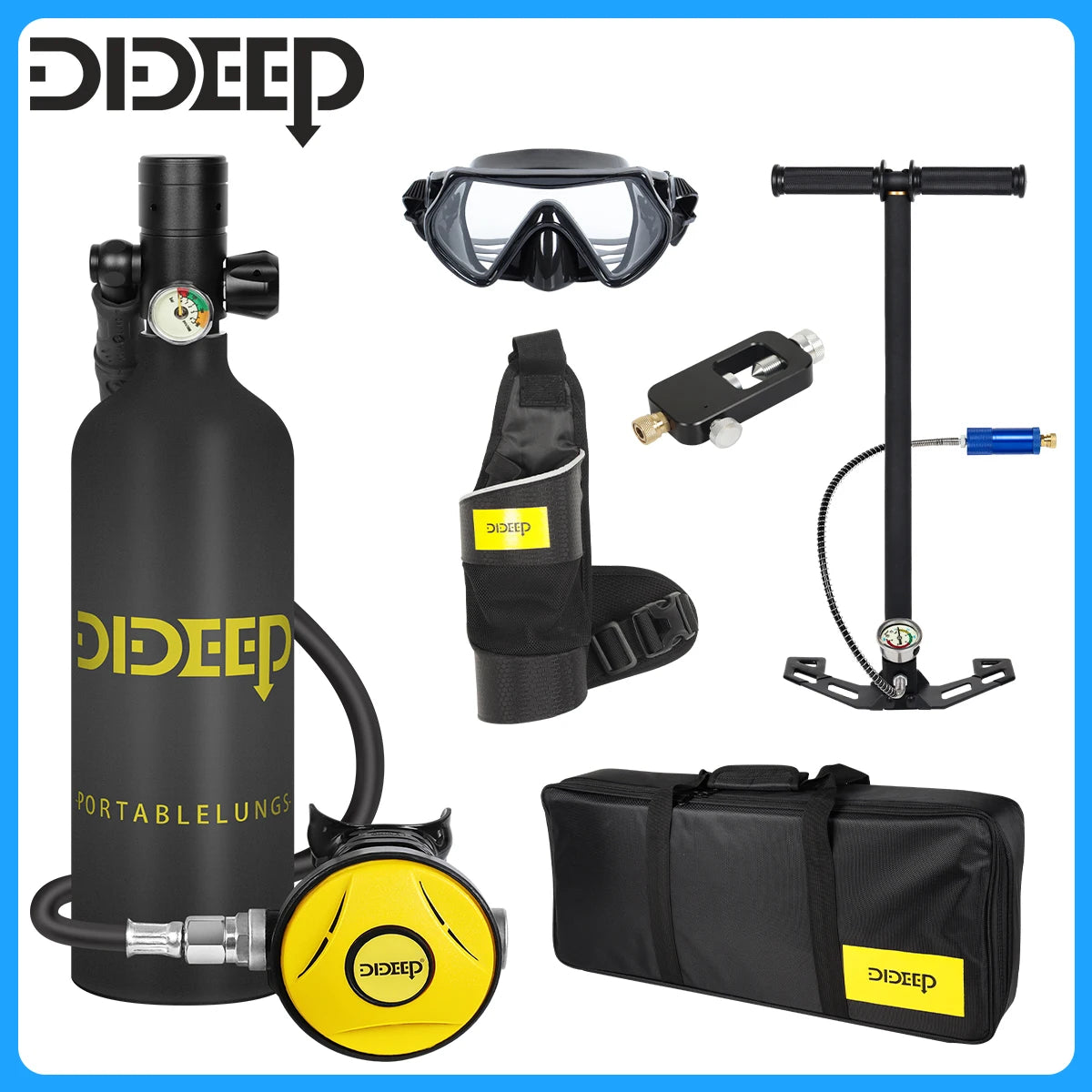 1L Mini Scuba Diving Tank Set, 15-20Mins Underwater Diving Cylinder