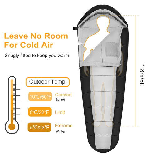 1Pc Mummy Sleeping Bag Camping Sleeping Bags For Adults Outdoor Soft Thick Water-Resistant Moisture-proof Sleep Bag Suitable