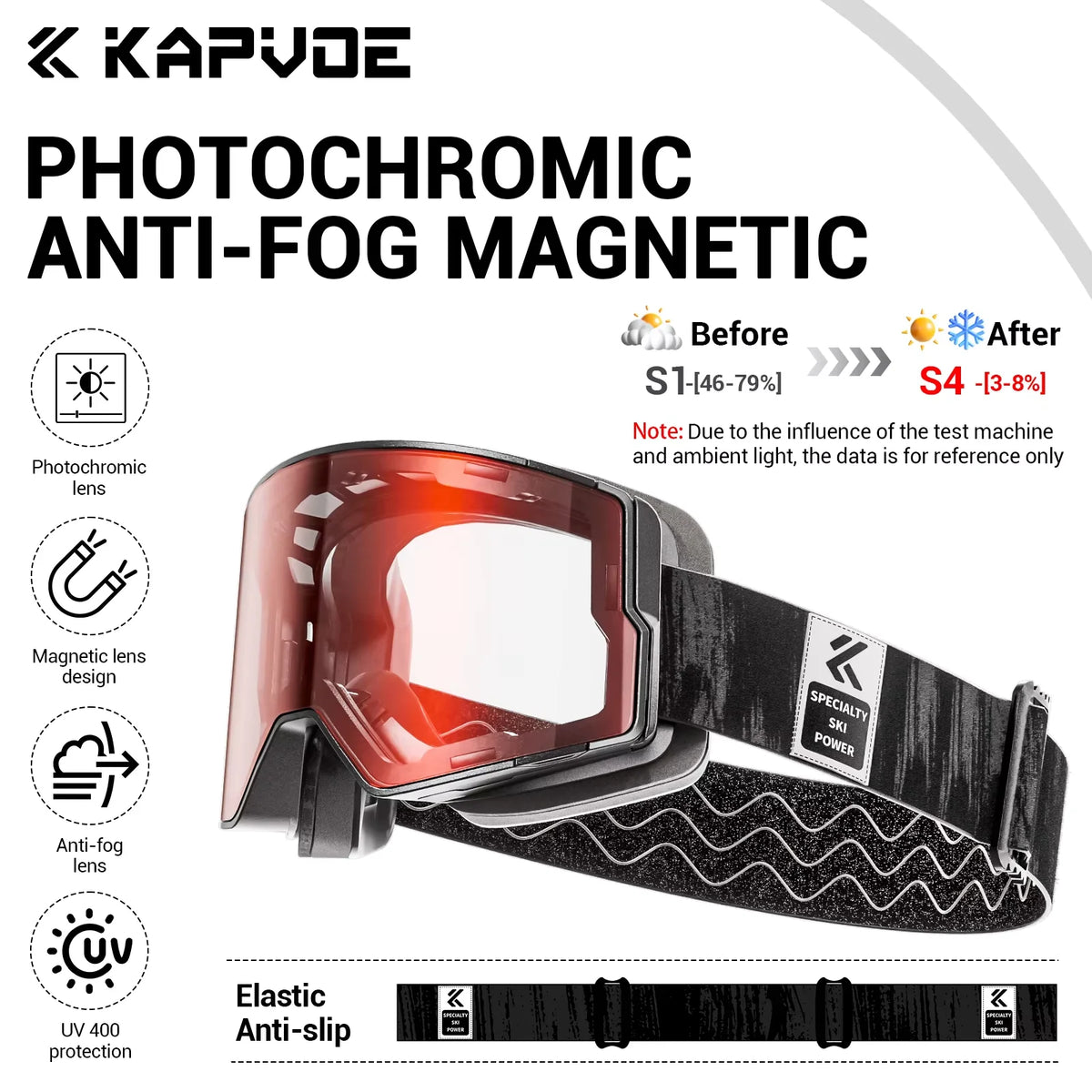 Photochromic Snow Goggles Snowboard Anti-Fog Mask