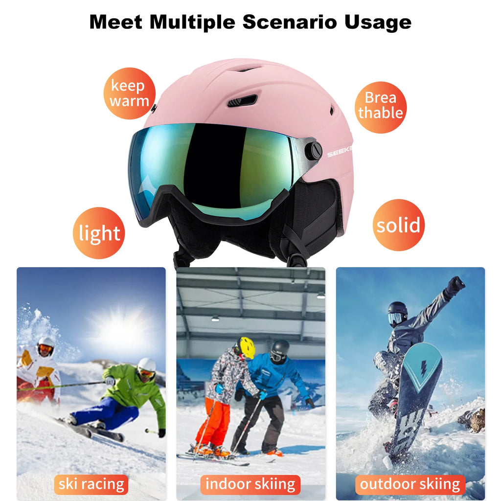 UMUSEEKER Ski Helmet Lens Integrated Anti-Fall And Anti-Impact Adult And Youth Snowboard And Double Board Ski Helmet Snow Helmet