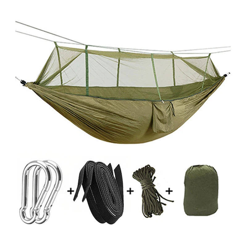 Camping Hammock, Portable Hammocks with Mosquito Net, Hammock Tent, for Outside,  Hiking, Travel Gear Must Haves, Breathable.
