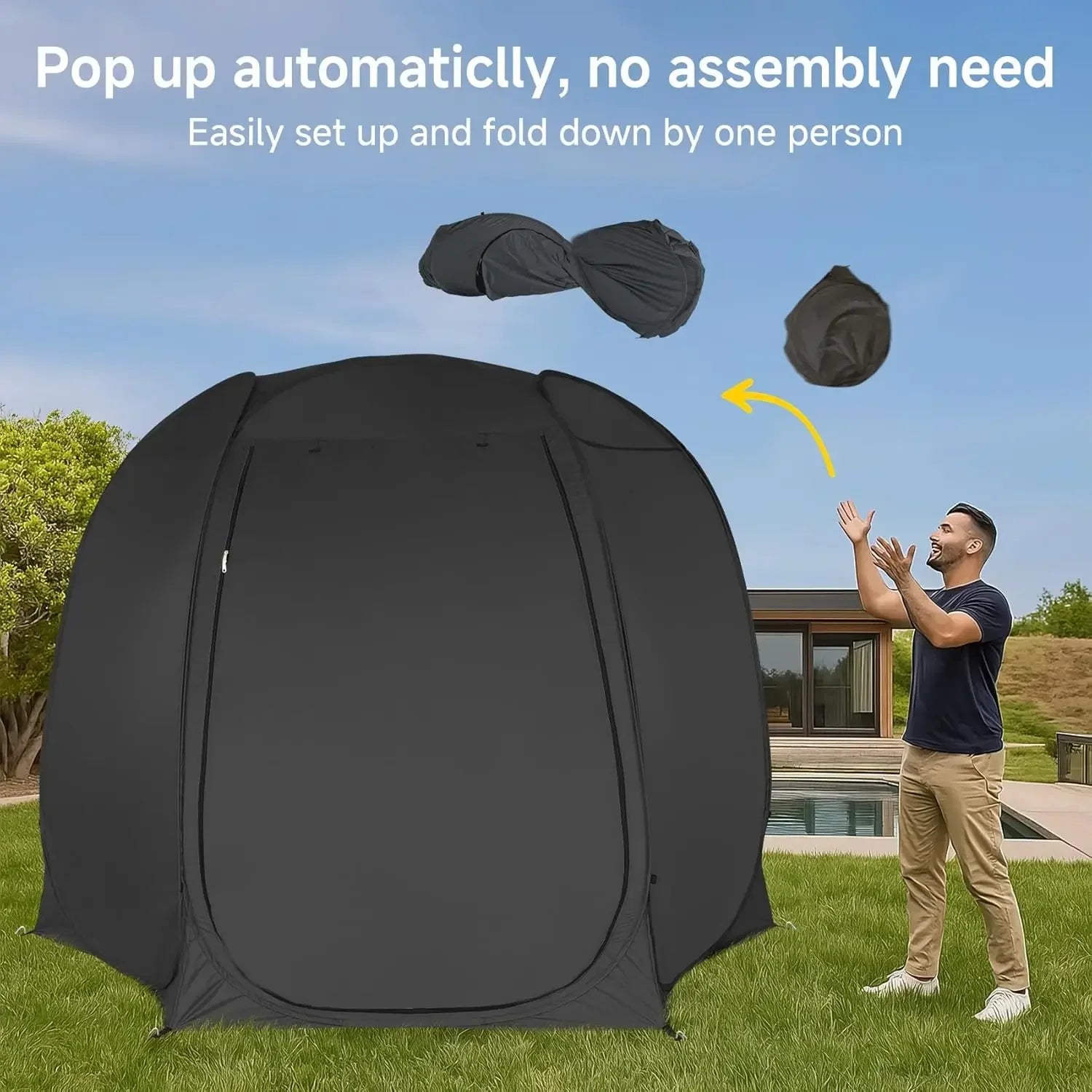Pop Up Screen Tent House Room Instant Outdoor Camping Canopy Sun Shelter Gazebo for Patio, Backyard & Deck, Privacy Tent