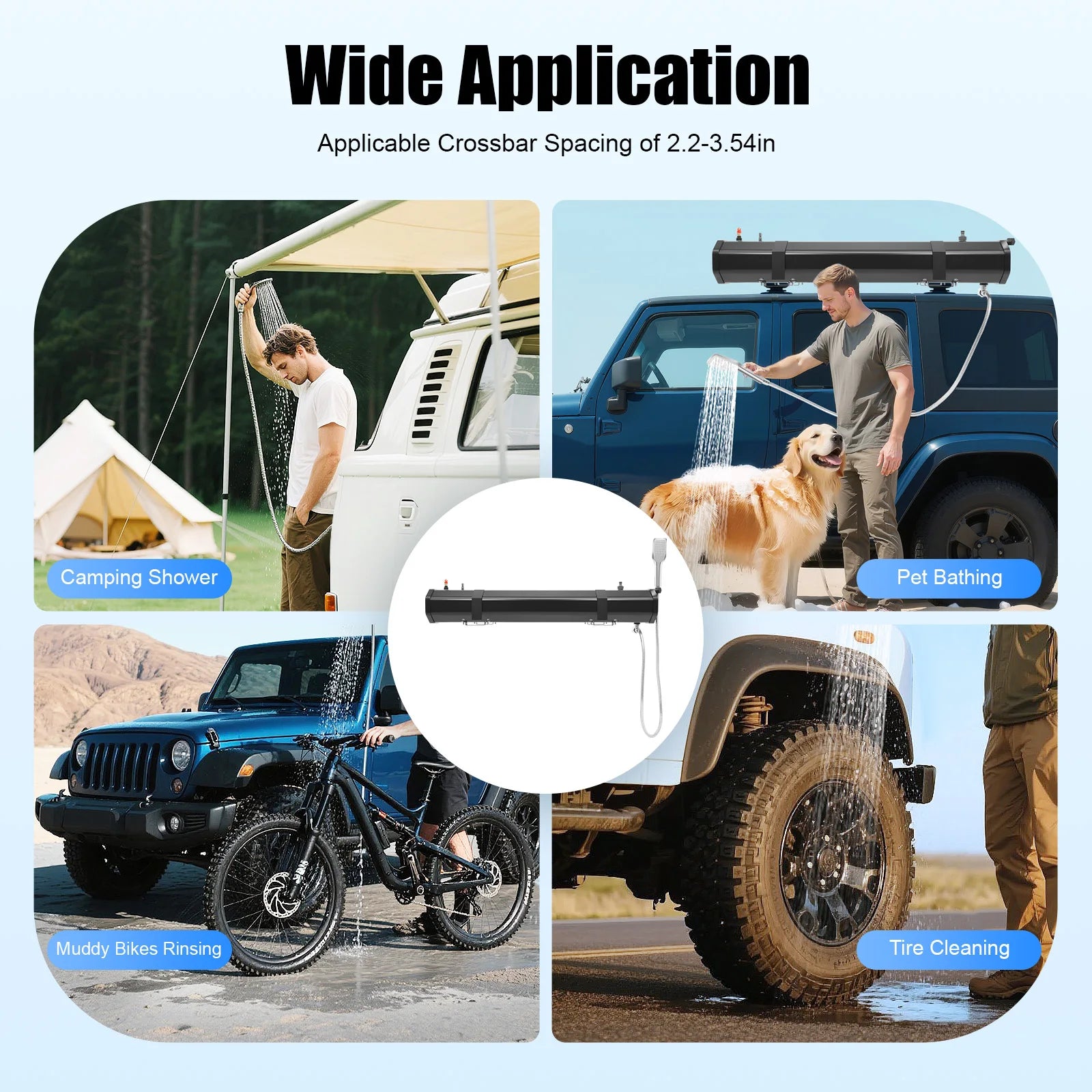  30L Roof Mounted Road Shower Car Shower Water Tank Portable Outdoor Rinse with Hose for Post-Surf & Camping Use
