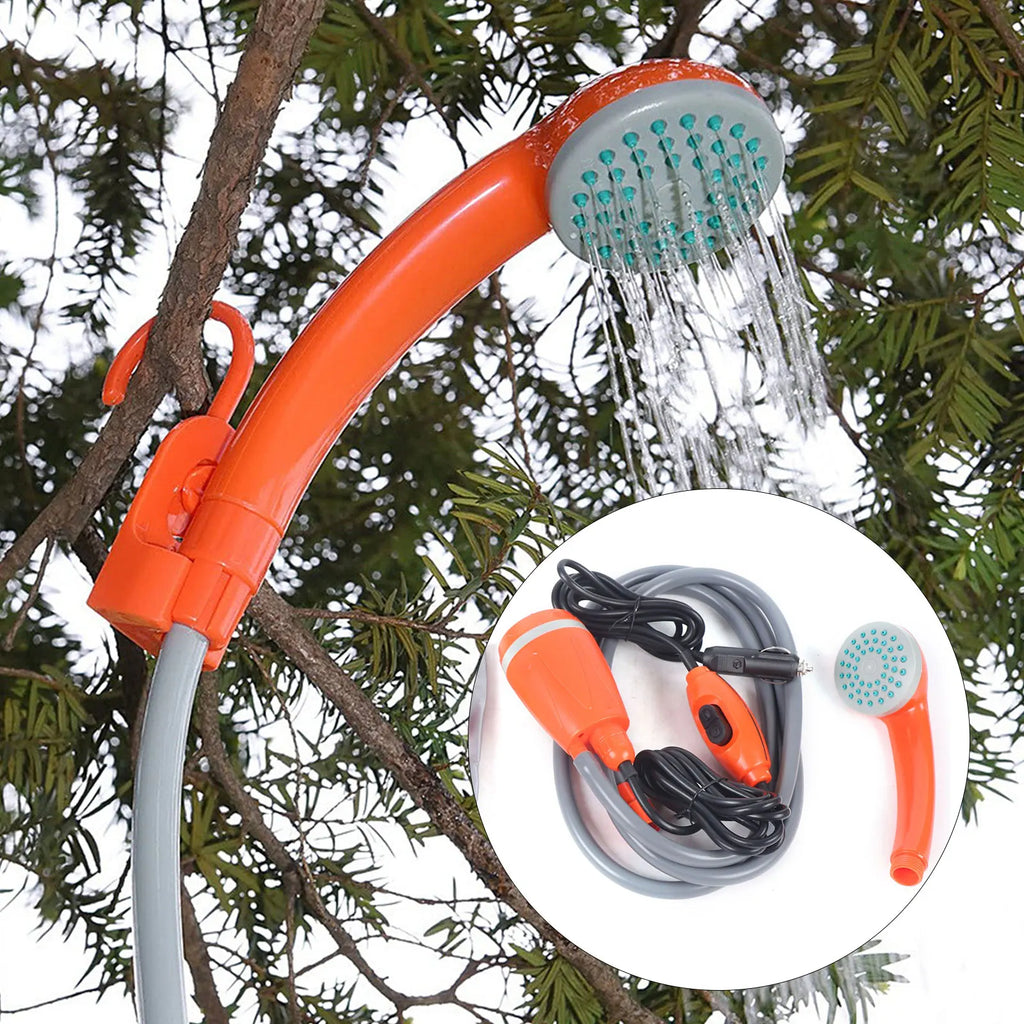 Portable Camping Shower with Long Power Cable 12V Water Shower 169.07oz/min Pump Effluent Rate Outdoor Showers Camping Trips