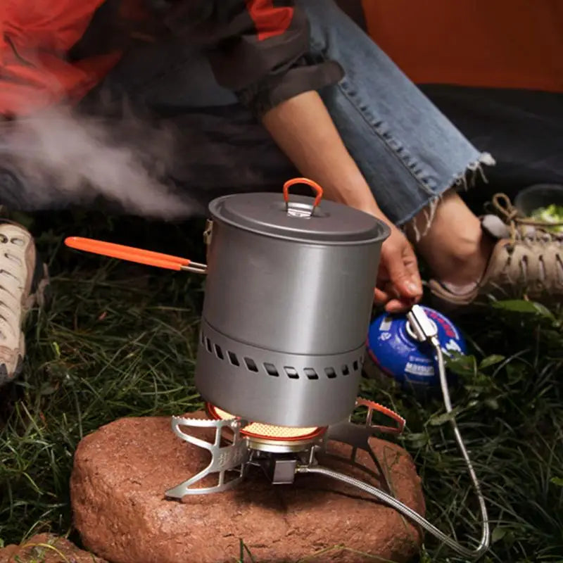 1.5L Outdoor Pot Camping Traveling Hiking Heat Collection Pot Campfire Cooking Tableware Camping Stove Portable Backpacking Pot