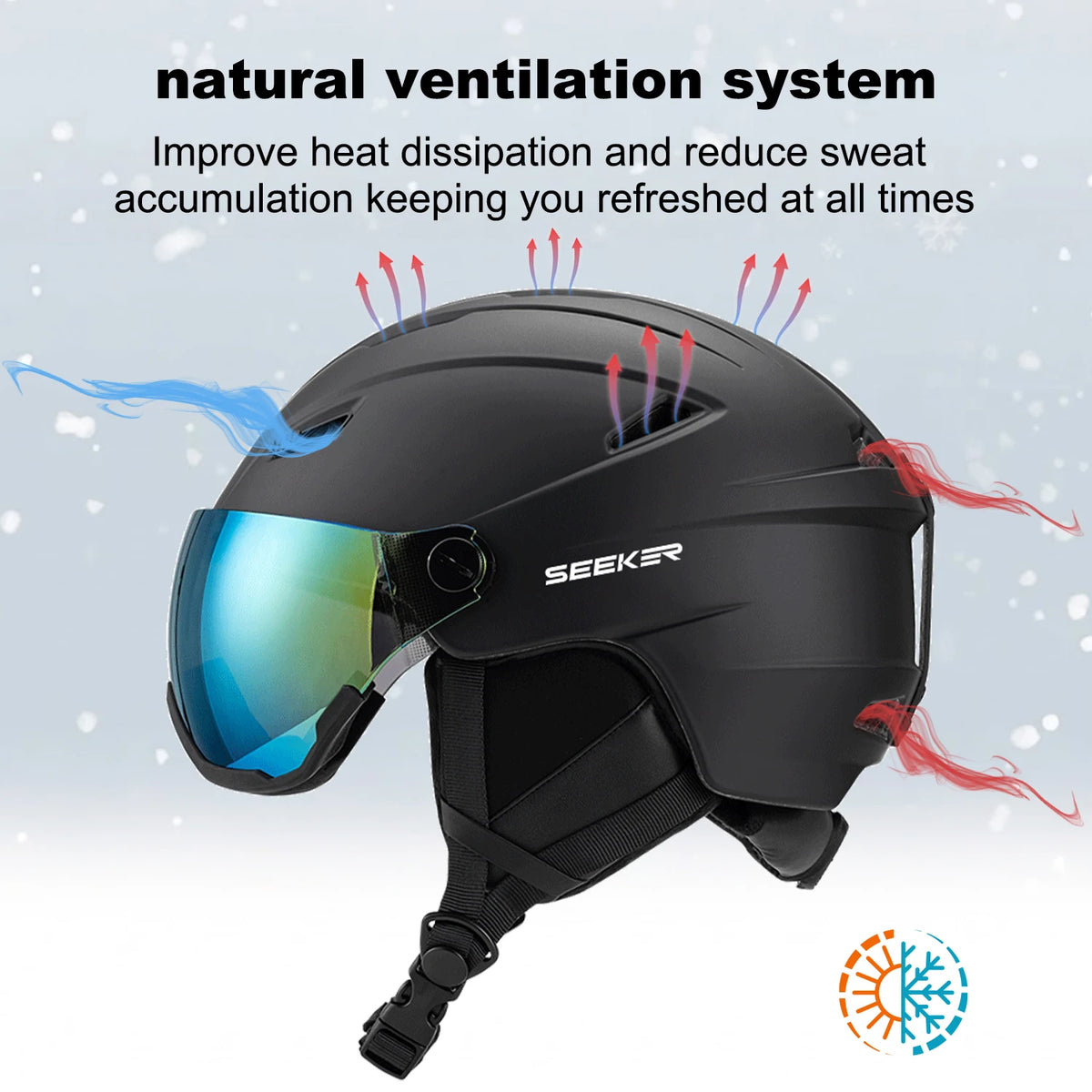 Helmet and Mirror Integrated Ski Helmet