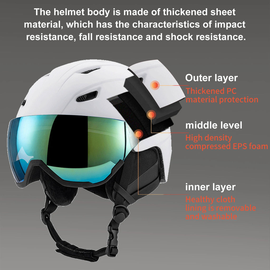 UMUSEEKER Ski Helmet Lens Integrated Anti-Fall And Anti-Impact Adult And Youth Snowboard And Double Board Ski Helmet Snow Helmet