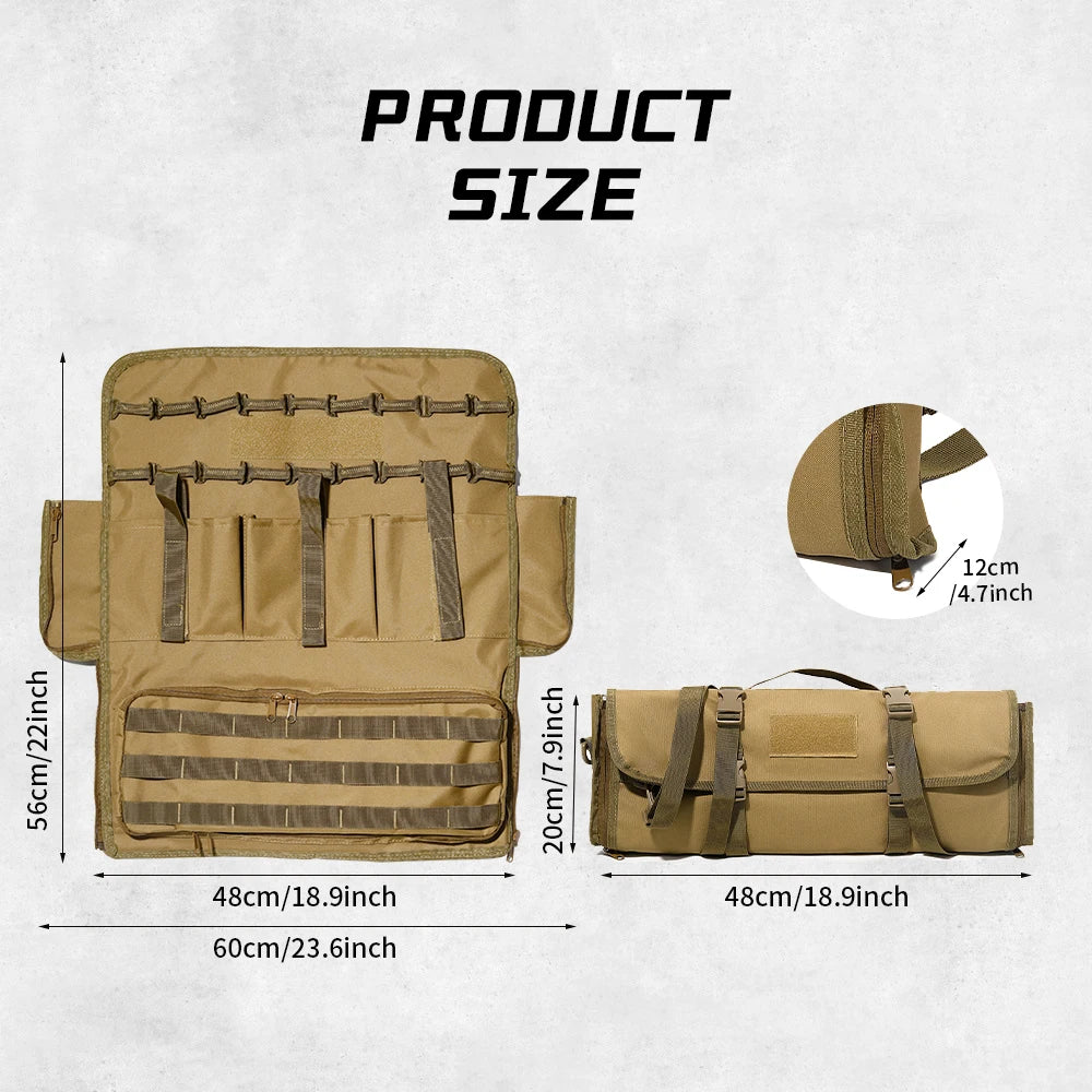 Tactical MOLLE Seat Back Organizer Convertible to Handbag, 3-Way Carry Heavy Duty Multi-Pocket for EDC Gear, Universal for Car