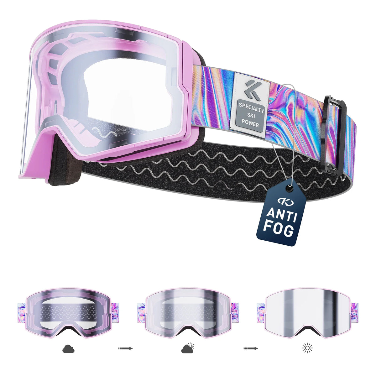 Photochromic Snow Goggles Snowboard Anti-Fog Mask
