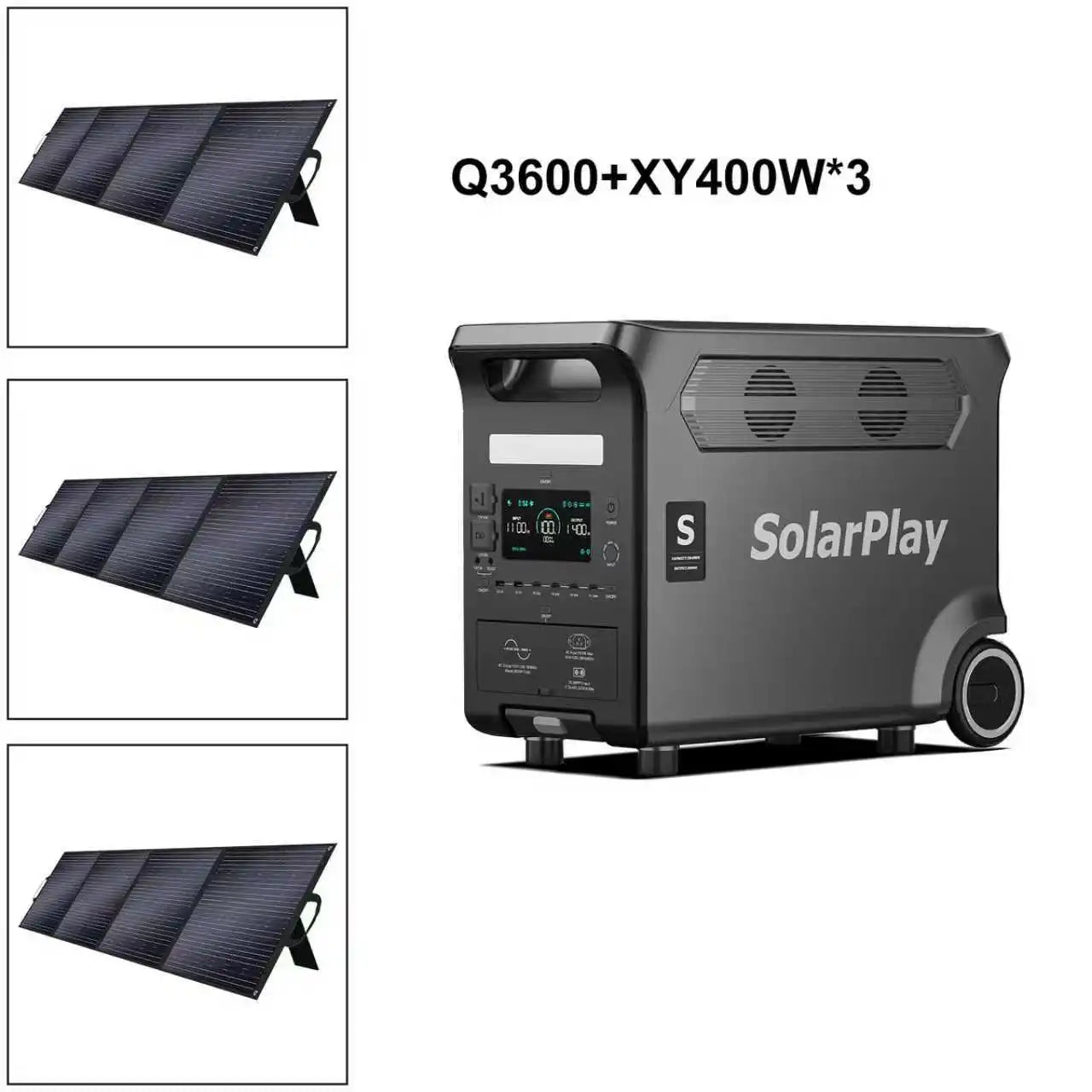 SOLARPLAY 3600W Portable Power Station 3840WH Outdoor Generator With Folable Solar Panels For Home Emergency Outdoor Camping