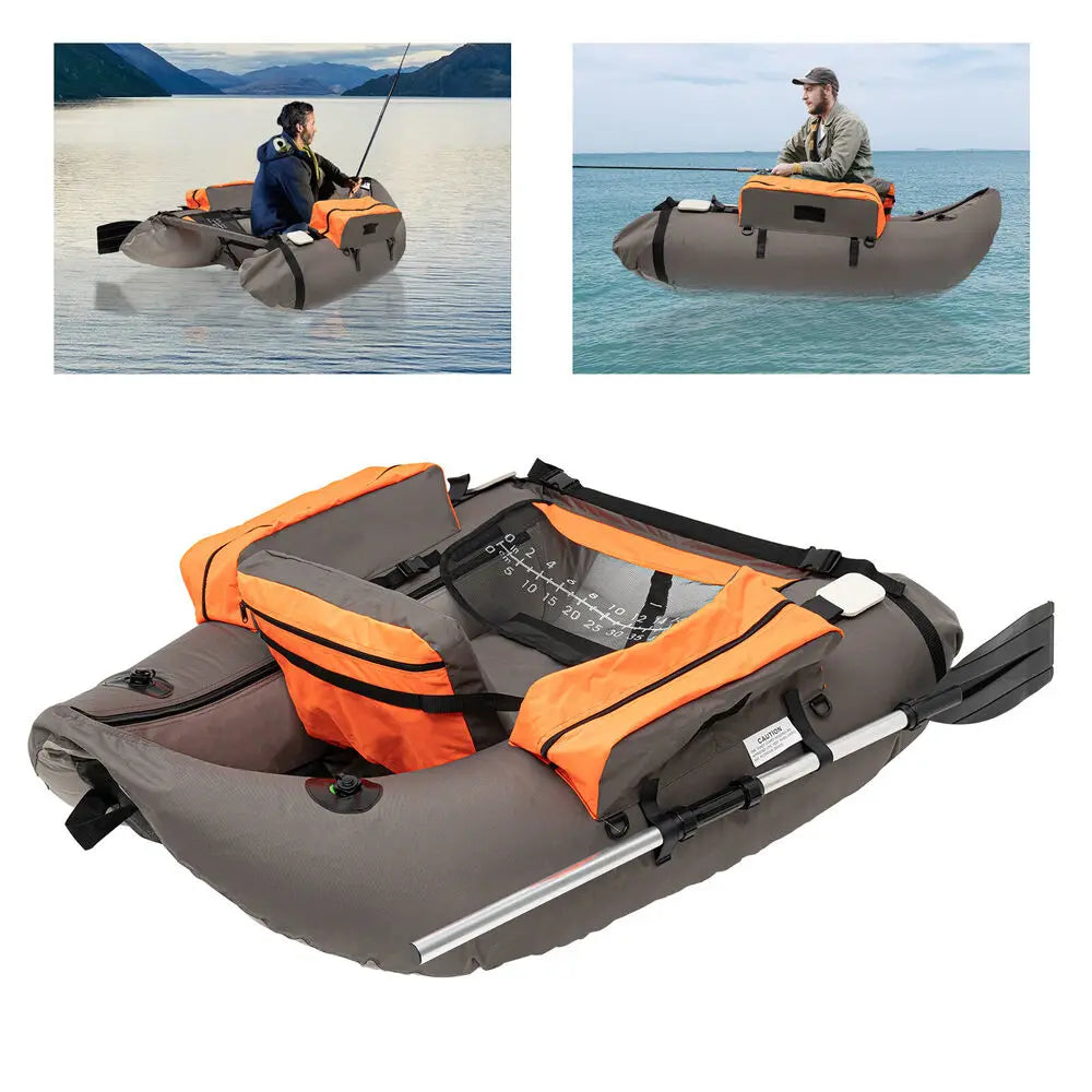 Portable Inflatable Fishing Boat Raft,Backrest Adjustable Angle, Blow Up Boat