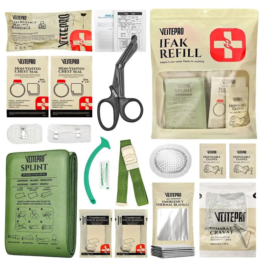 IFAK Trauma Kit, First Aid Kits Refill Supplies with Tourniquet, Emergency Trauma Bandage, NonVented Chest Seal, Emergency Medic