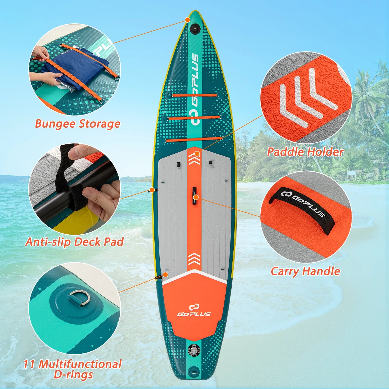 11' Inflatable Stand Up Paddle Board for Adults w/ Kayak Seat Leash Hand Pump