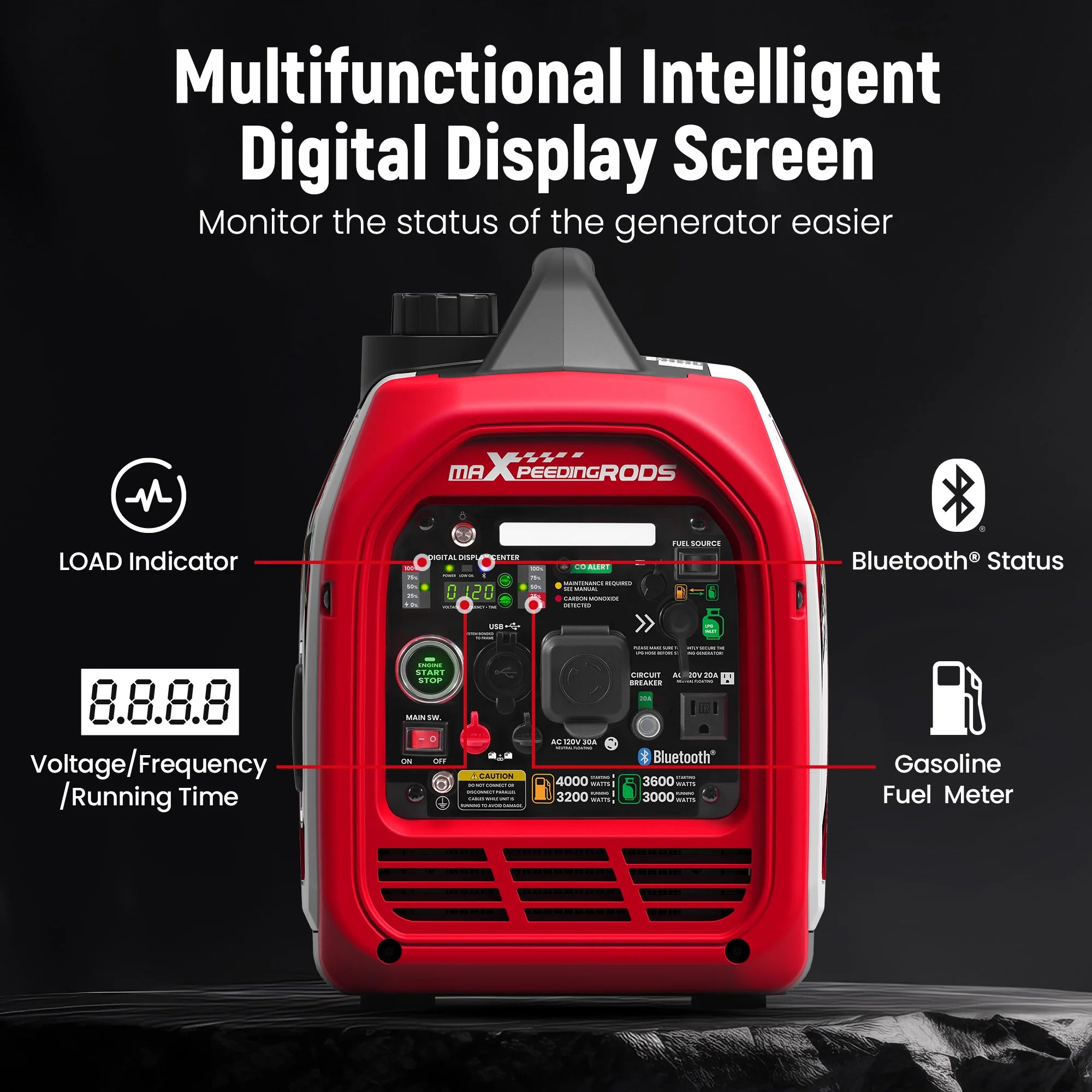 4KW Portable Dual Fuel Generator Inverter LPG/Gas Bluetooth-compatible E-Start 58dB Portable Power Generator