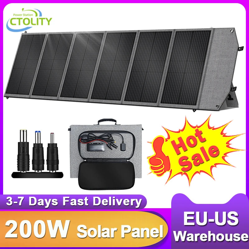 200W Foldable Solar Panels USB TYPE-C Port