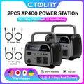 CTOLITY 500W Portable Power Station 345.6Wh Solar Generator LiFePo4 Batteries AC 220V Energy Storage Supply Camping 2PCS AP400