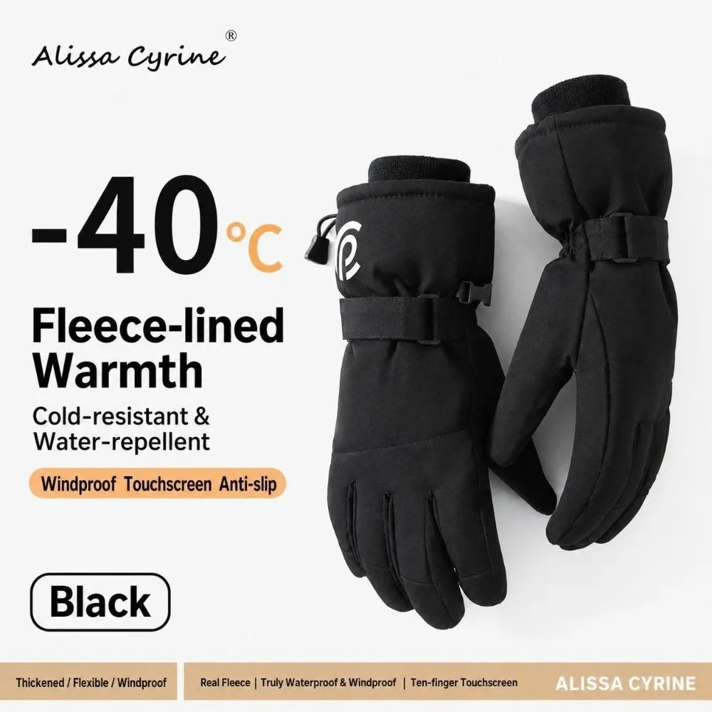 Universal Windproof Skiing Gloves Cold-proof Thickened Snowboard Gloves Touch-screen Water Resistant Snow Gloves for Men Women