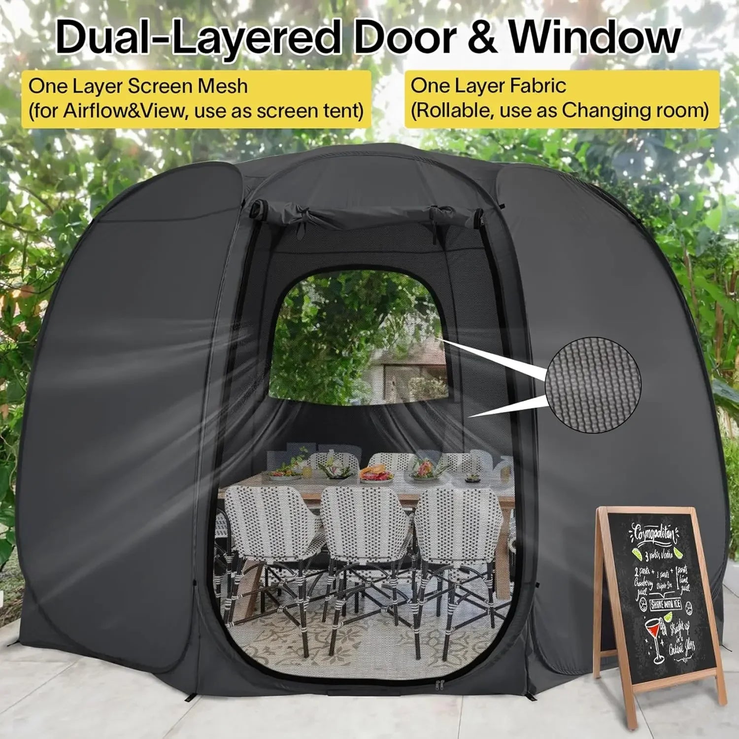 Pop Up Screen Tent House Room Instant Outdoor Camping Canopy Sun Shelter Gazebo for Patio, Backyard & Deck, Privacy Tent