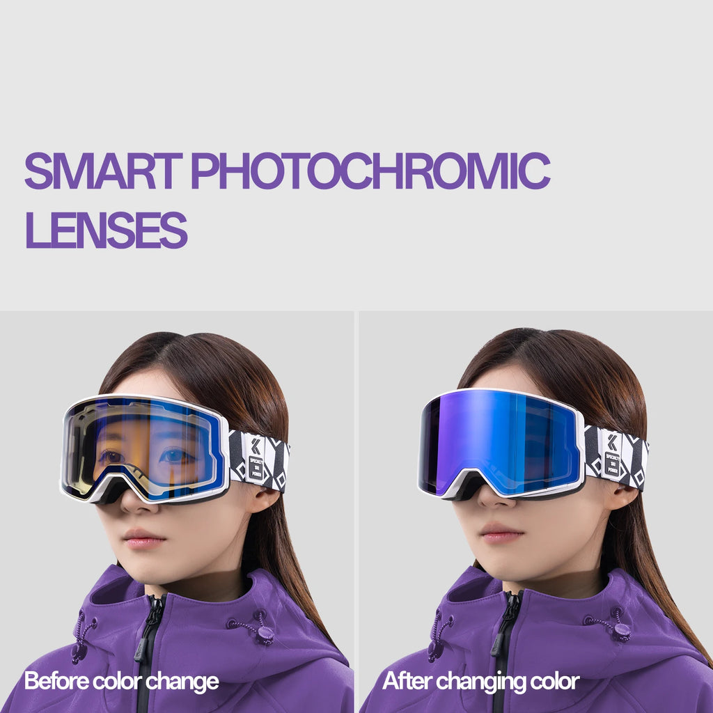 Photochromic Snow Goggles Snowboard Anti-Fog Mask