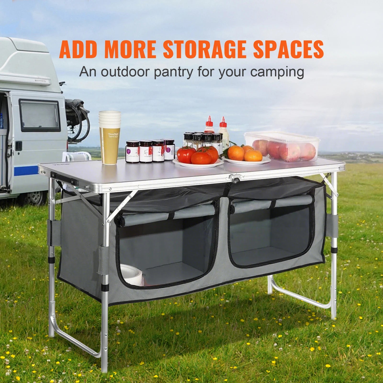 SucceBuy Camping Kitchen Table Quick set-up Folding Camping Table MDF Camping Table for Outdoor Picnics BBQ Camping RV Traveling