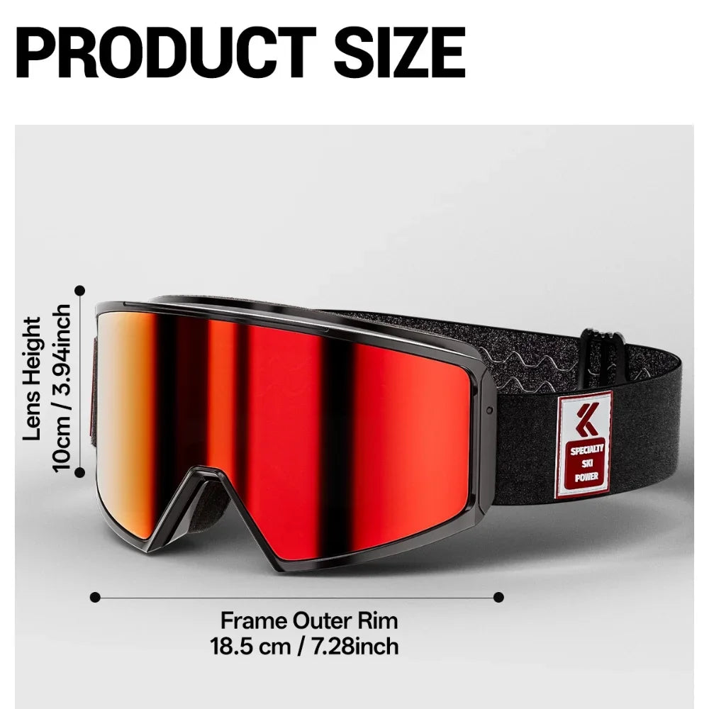 Kapvoe UV400 HD Photochromic Snow Ski Goggles Snowboarding Skiing Mask Men Women Anti-Fog Lens Kit Protection Snowmobile Glasses