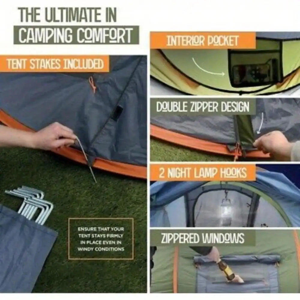 4-Person Easy Pop Up Tent with 2 Doors f