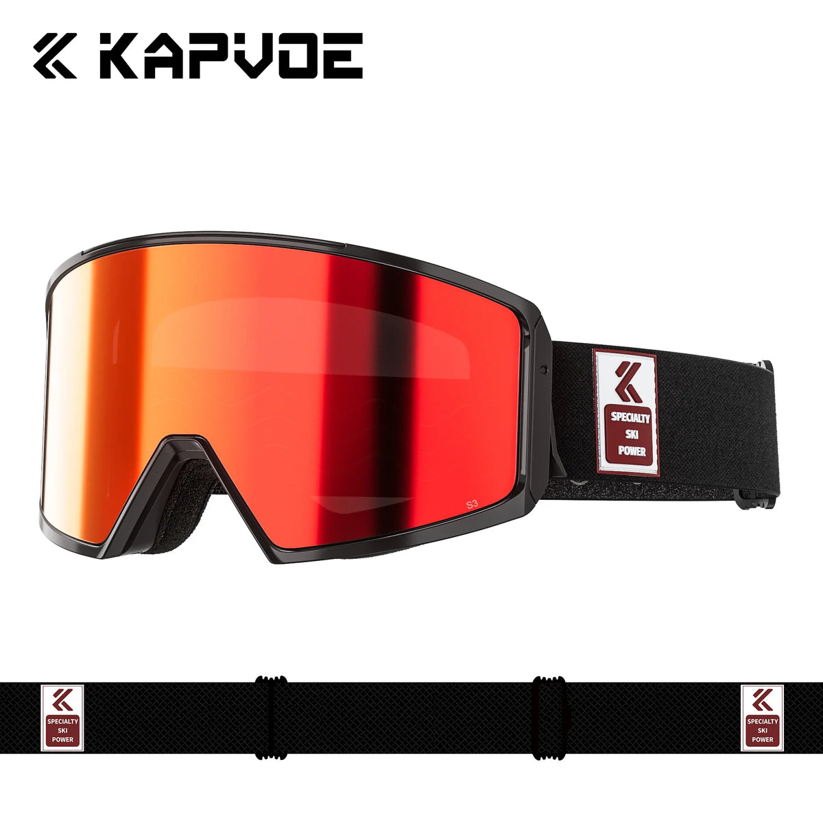 Kapvoe UV400 HD Photochromic Snow Ski Goggles Snowboarding Skiing Mask Men Women Anti-Fog Lens Kit Protection Snowmobile Glasses