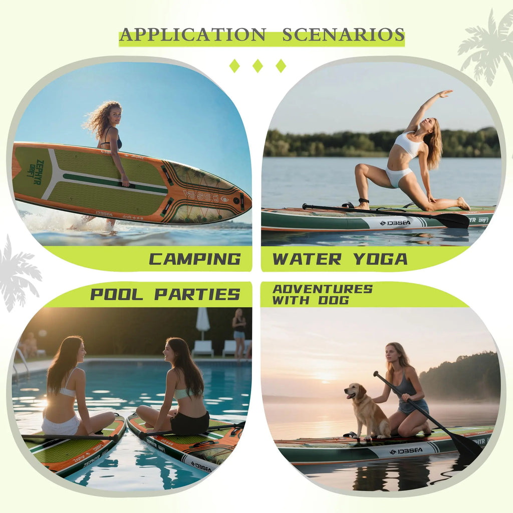 Genreen 11ft Inflatable Paddle Board Stand up Paddle Board with Premium SUP Accessories