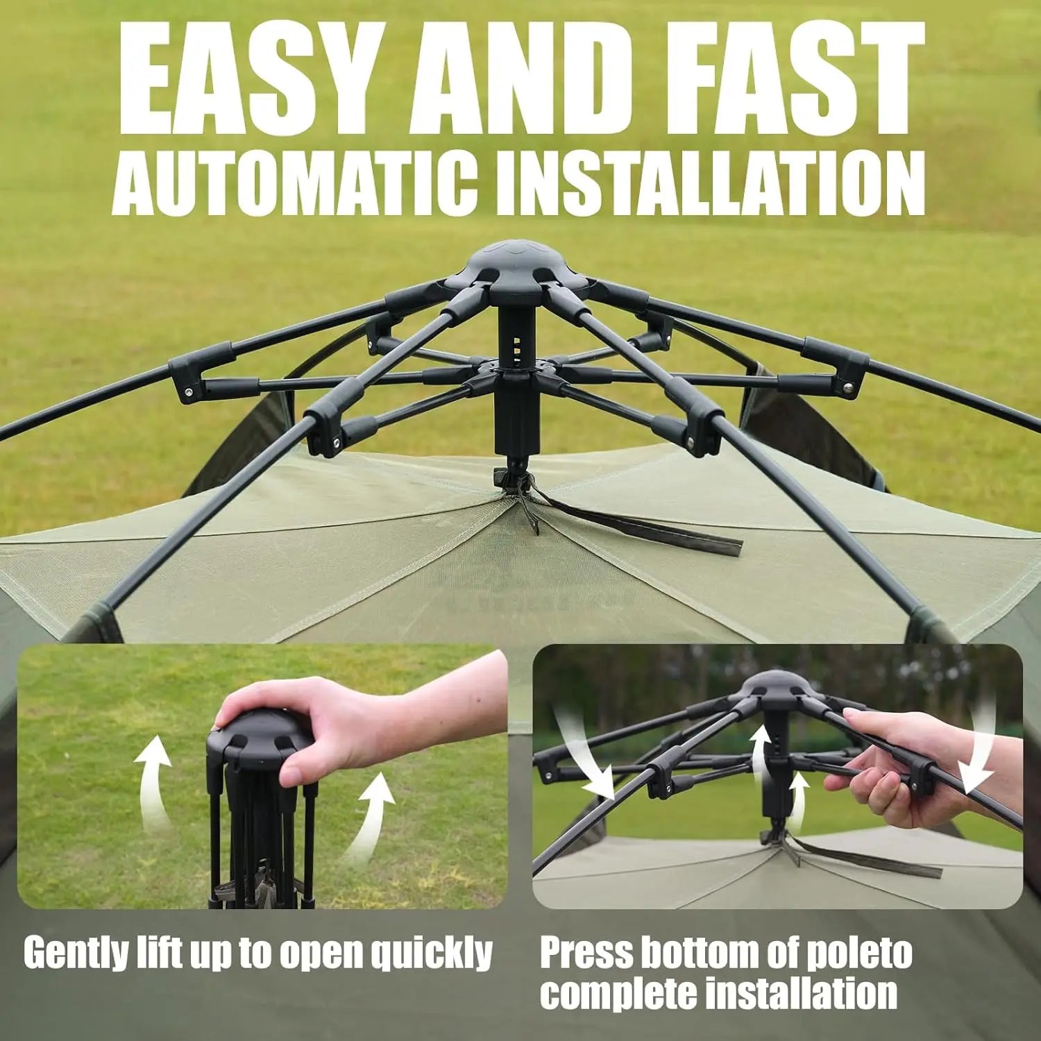 2/3/4 Person Camping Tent - Up Waterproof 2 DoTent with Easy Setup | 3-Season Hexagonal Dome Design