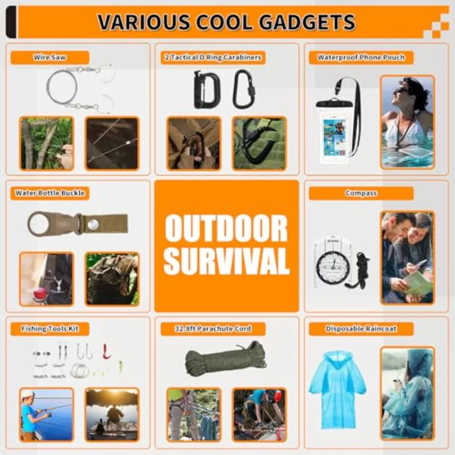 Survival Kit Gifts for Men Women Teen Boys 252 pcs Survival Gear and Equipment Mini First Aid Kit for Car Home Emergency Kit wi