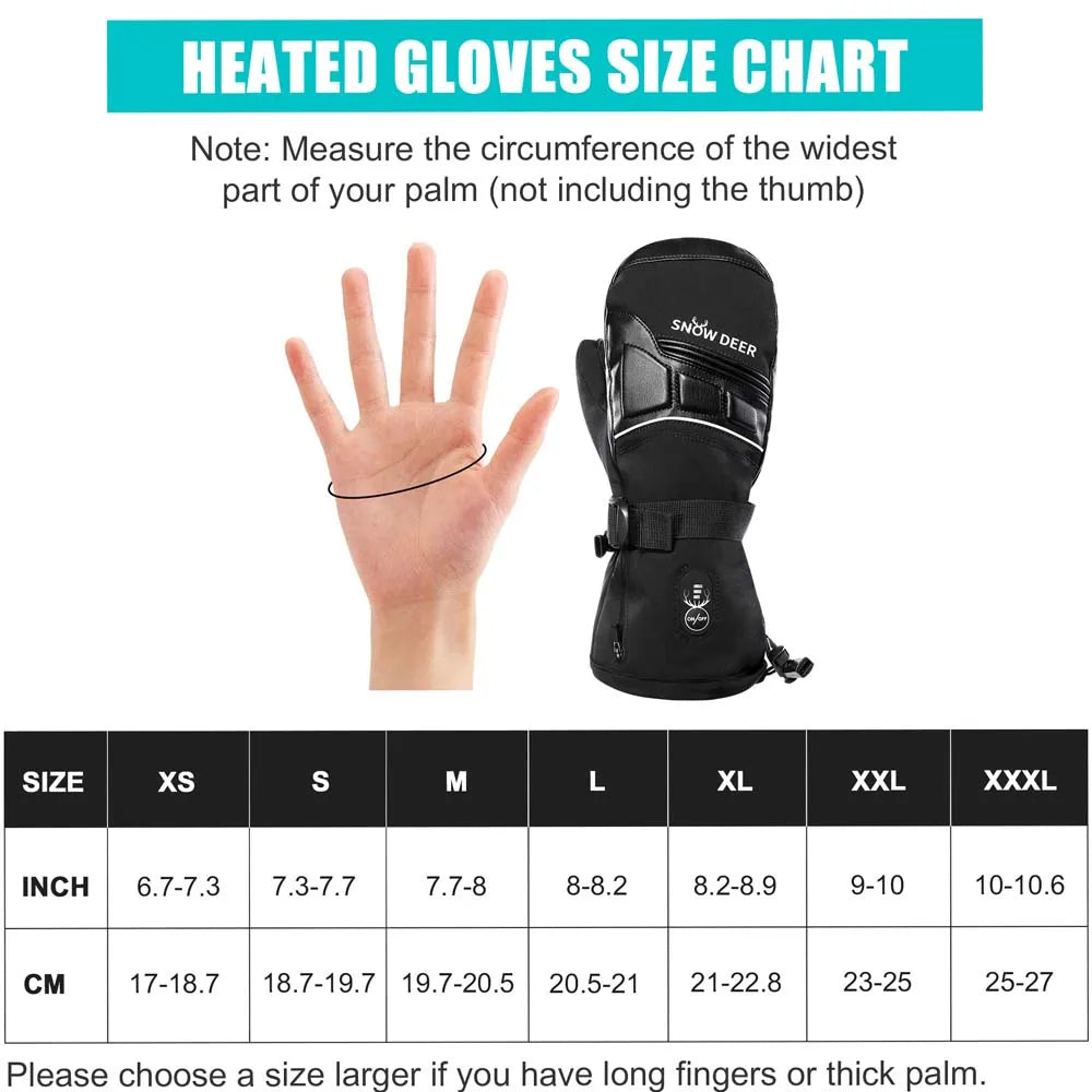 Rechargeable Electric Heated Skiing Gloves Leather Heating Gloves With Battery Winter Mittens