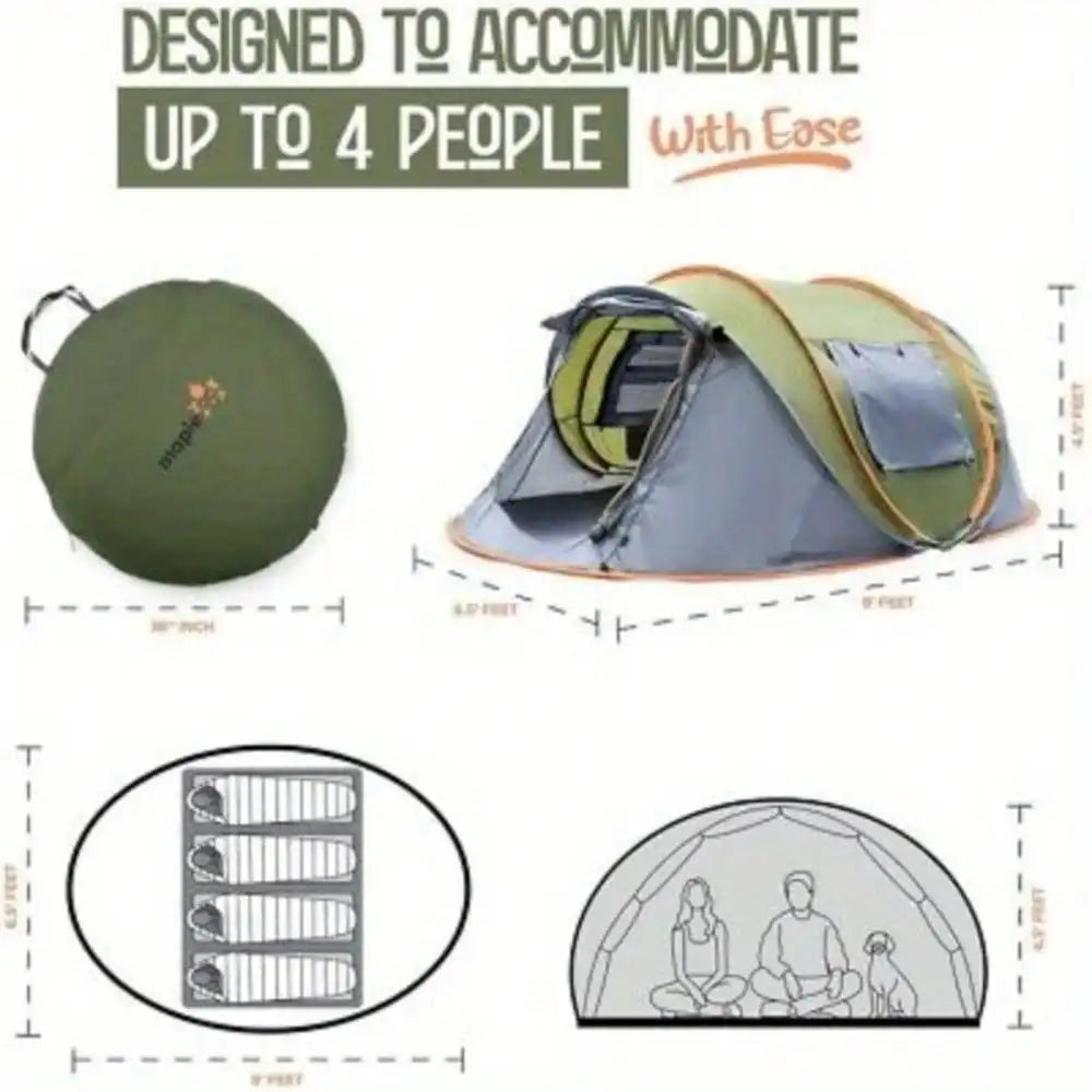 4-Person Easy Pop Up Tent with 2 Doors f