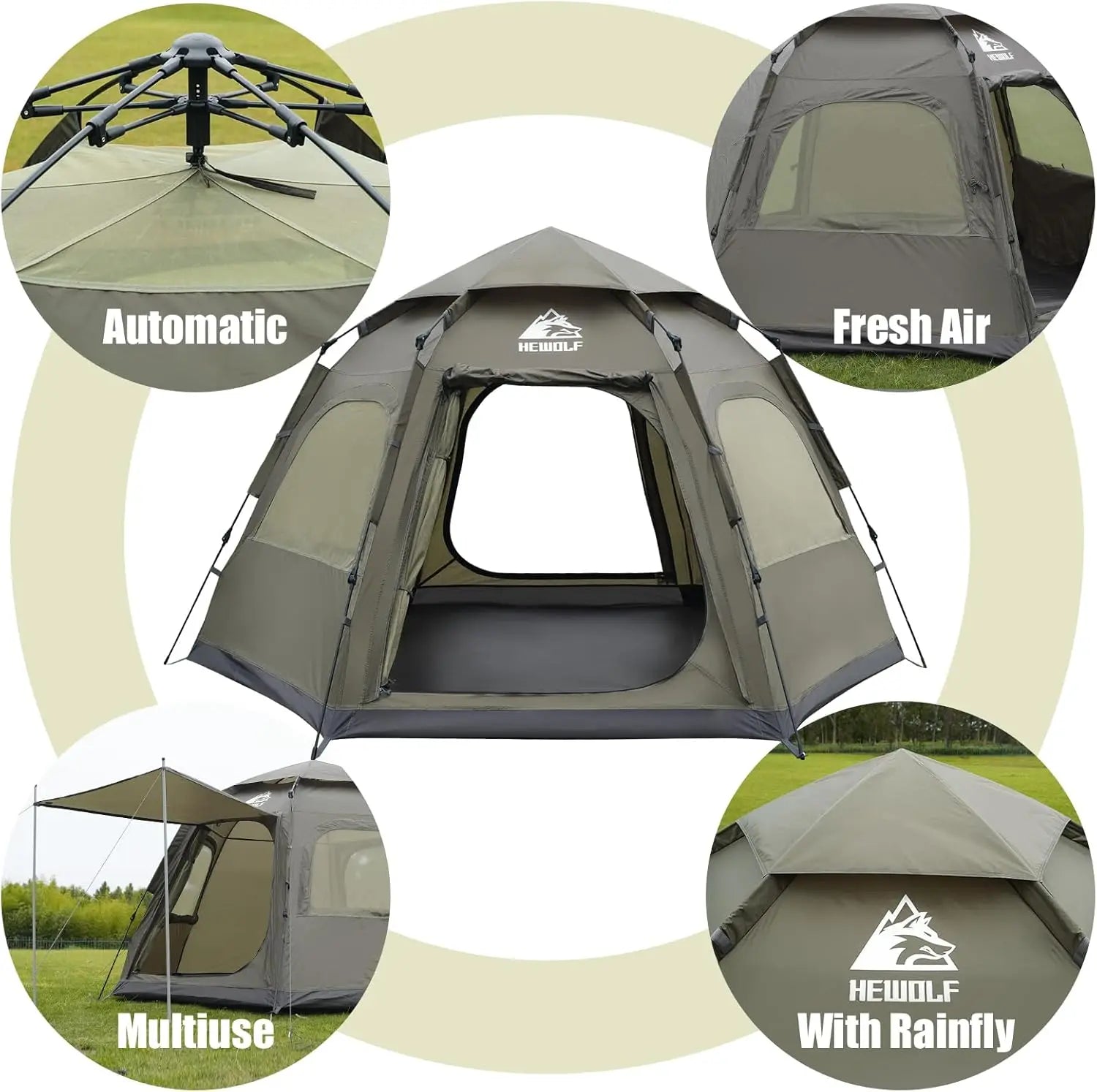 2/3/4 Person Camping Tent - Up Waterproof 2 DoTent with Easy Setup | 3-Season Hexagonal Dome Design