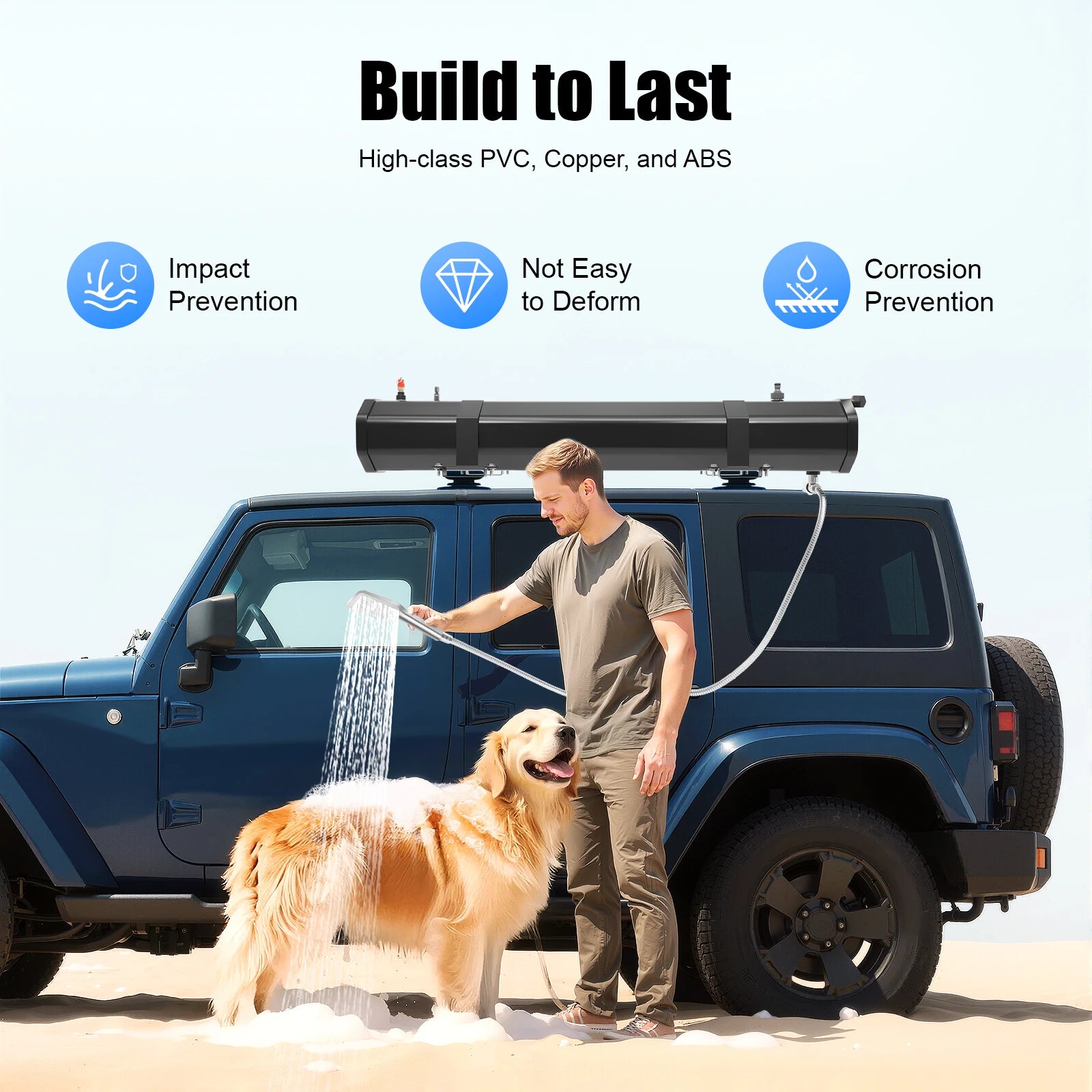  30L Roof Mounted Road Shower Car Shower Water Tank Portable Outdoor Rinse with Hose for Post-Surf & Camping Use