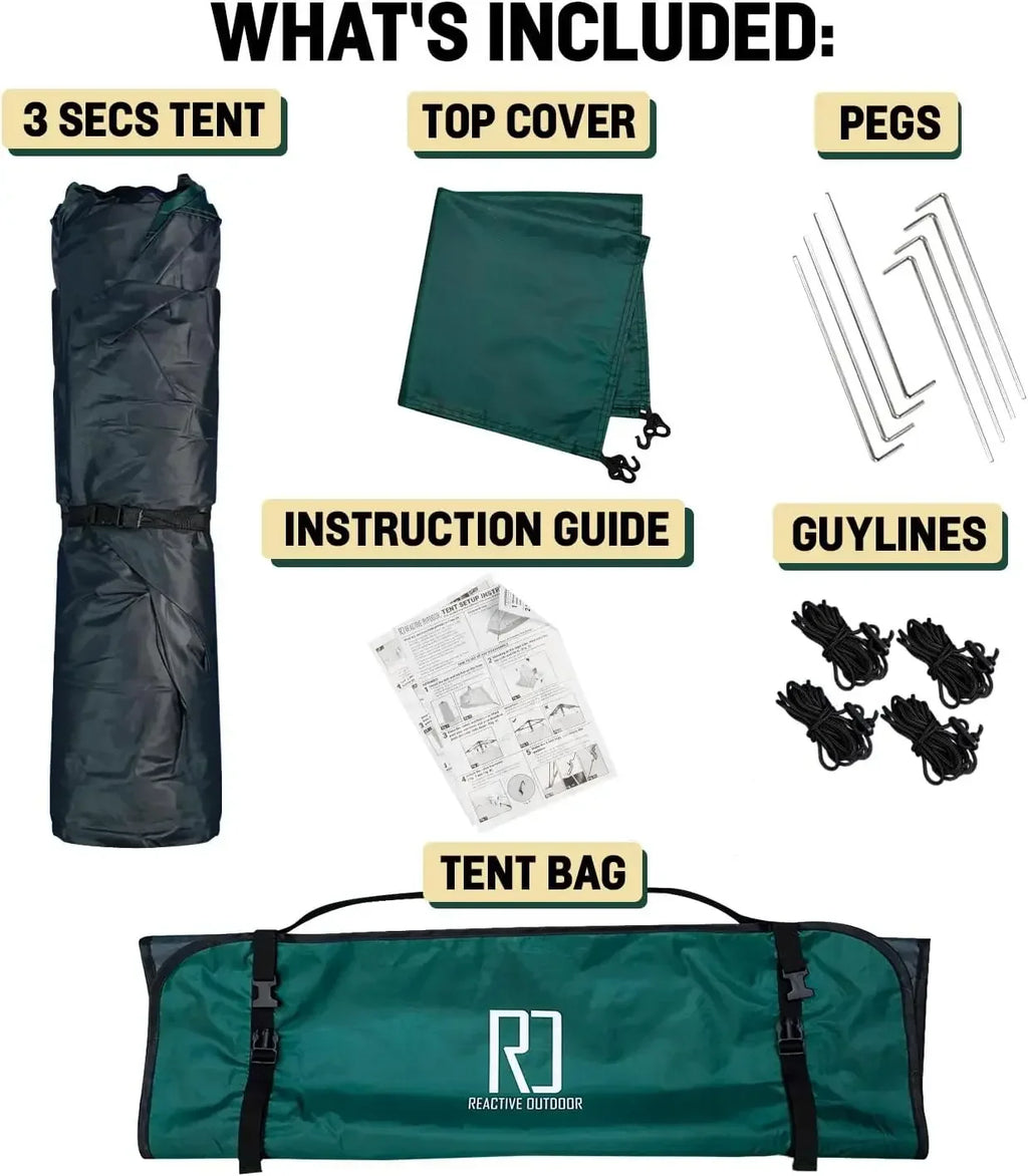 Second Tent - 3 Sec Instant Pop Up  Easy and Quick Setup Camping 1 Person Setup Waterproof Double Layer