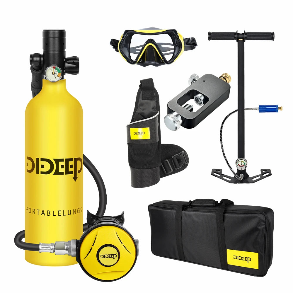 1L Mini Scuba Diving Tank Set, 15-20Mins Underwater Diving Cylinder