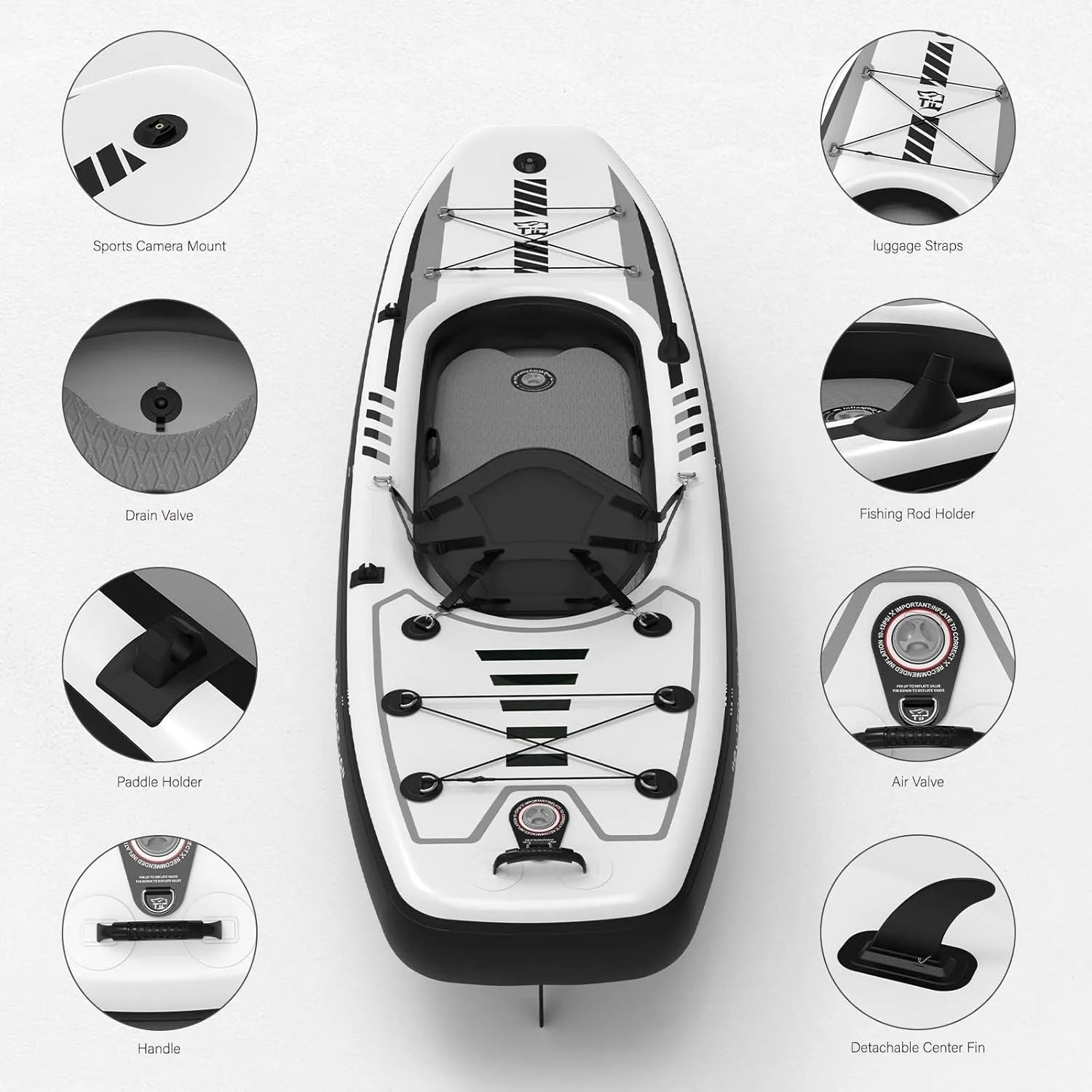 10.2'x35''x8'' Inflatable Kayak with Detachable Seat, SUP-Kayak Set Includes Hand Pump/Aluminum Oar/Backpack, Boat for Adults/Ki