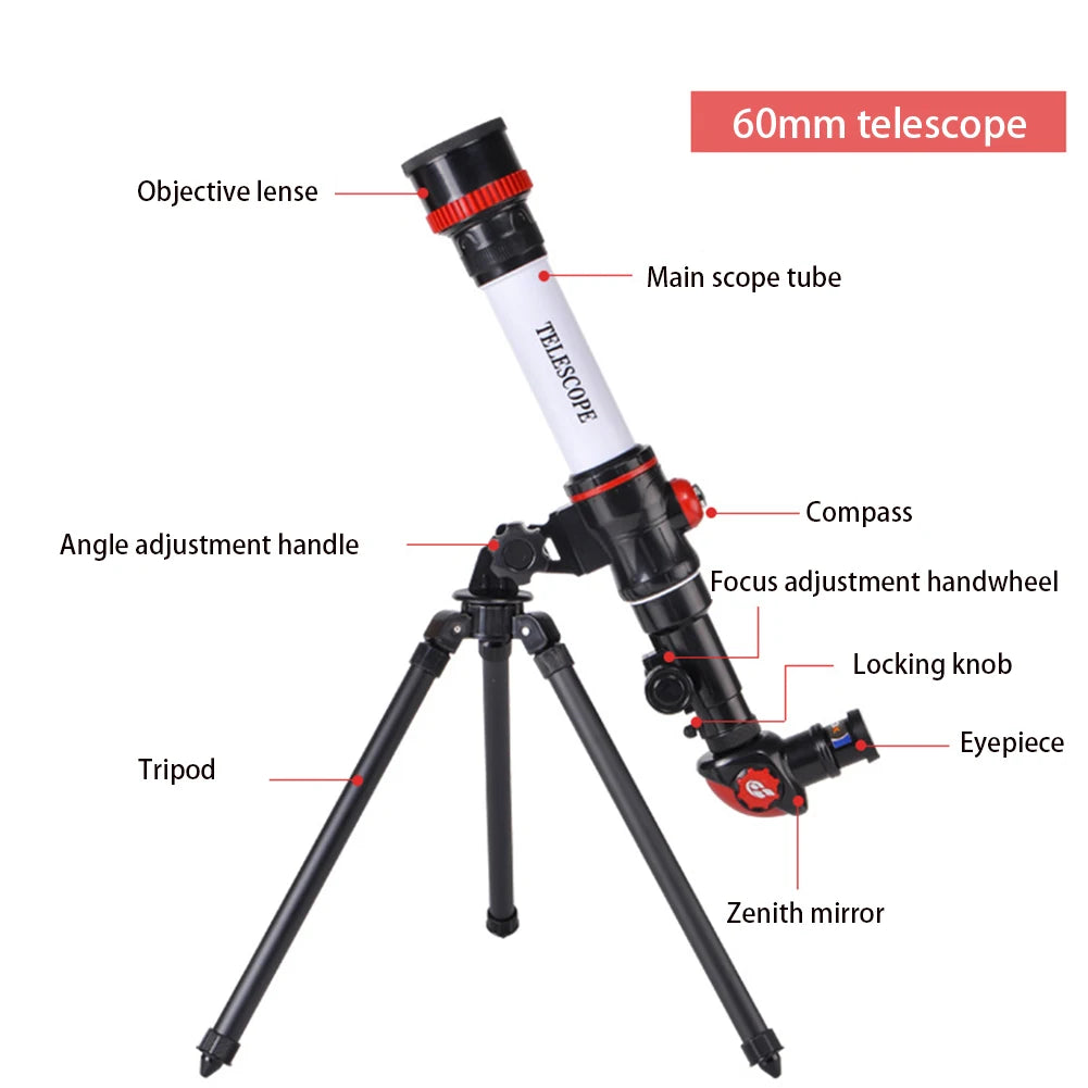 High Magnification Professional Astronomical Telescope Kids Experiment Monocular Stargazing Binoculars Teaching Aids
