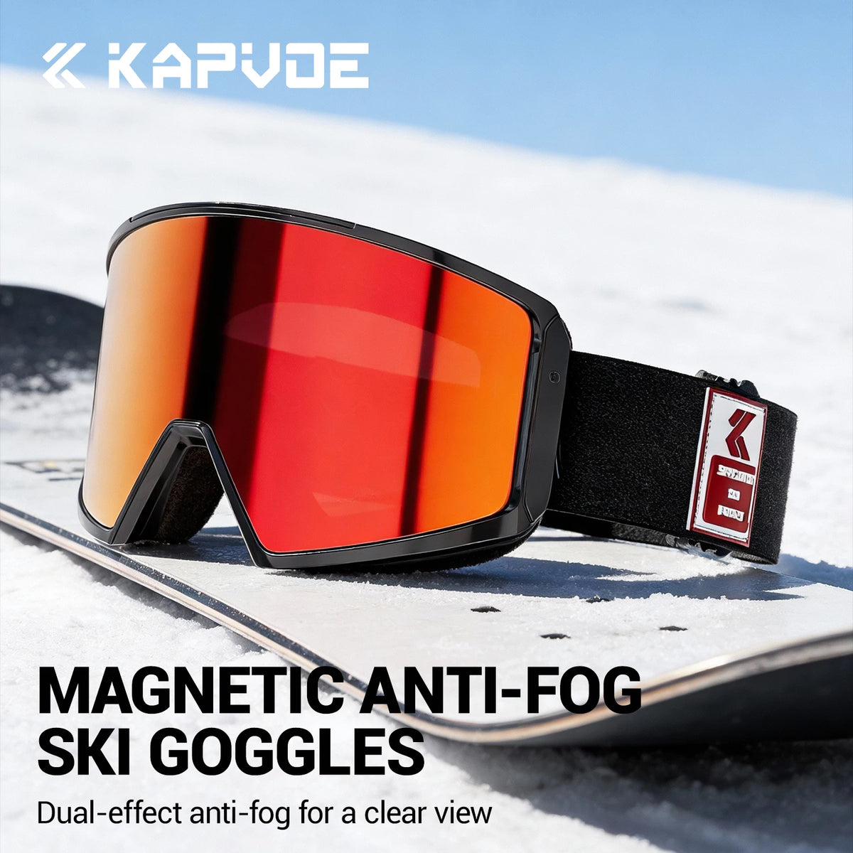 Kapvoe UV400 HD Photochromic Snow Ski Goggles Snowboarding Skiing Mask Men Women Anti-Fog Lens Kit Protection Snowmobile Glasses