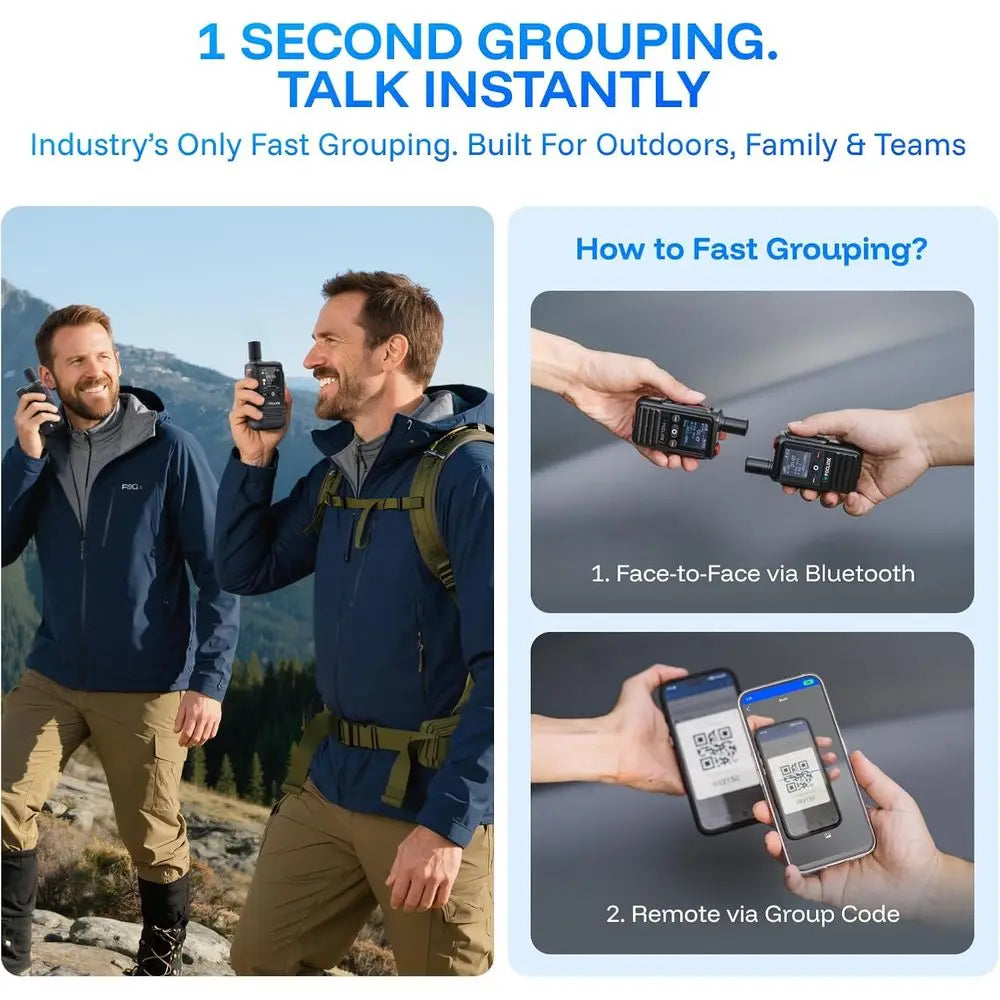 Lifetime Free Global Walkie Talkies Long Range, 4G LTE Unlimited Range POC Two-Way Radios with Bluetooth & APP, Rechargeable Wal