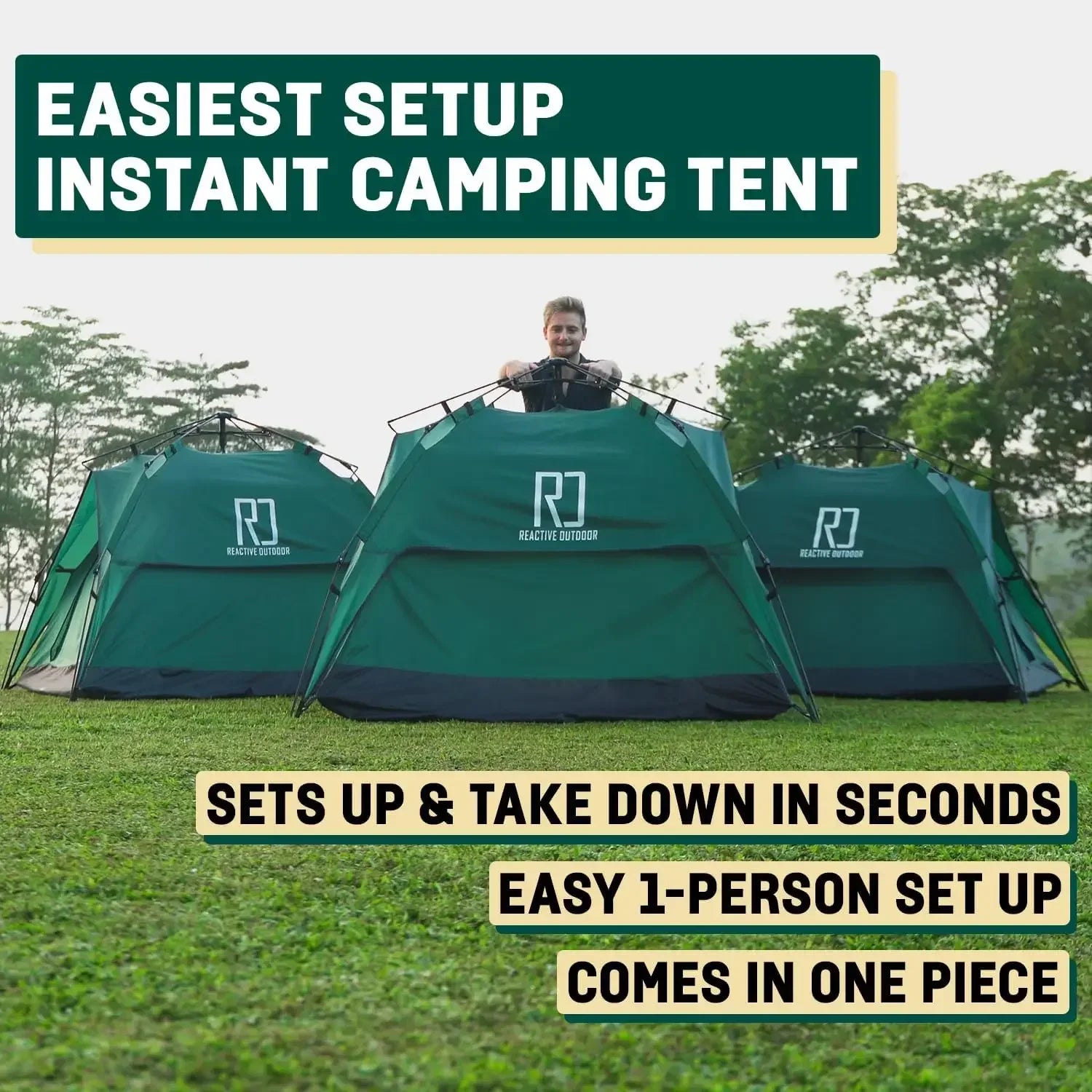Second Tent - 3 Sec Instant Pop Up  Easy and Quick Setup Camping 1 Person Setup Waterproof Double Layer