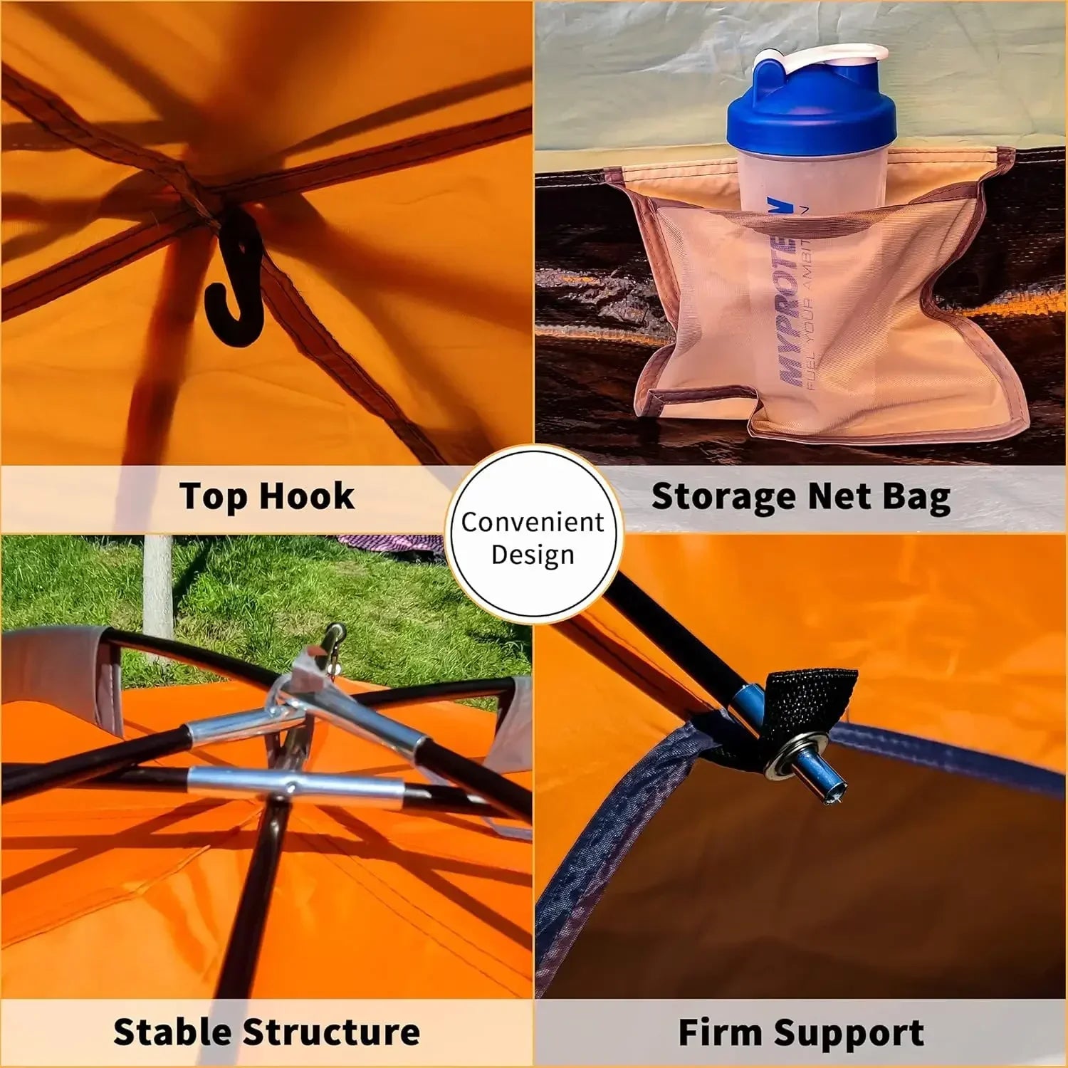 2/6 Family Camping Tents, Outdoor Double Layers Waterproof Windproof with Top Roof Rainproof and Large Mesh Windows Portable